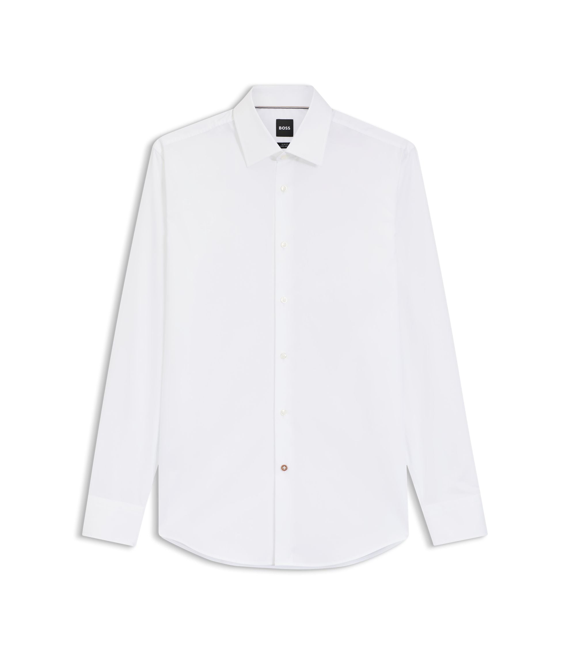 Boss Slim Fit Shirt In Easy Iron Cotton Poplin White