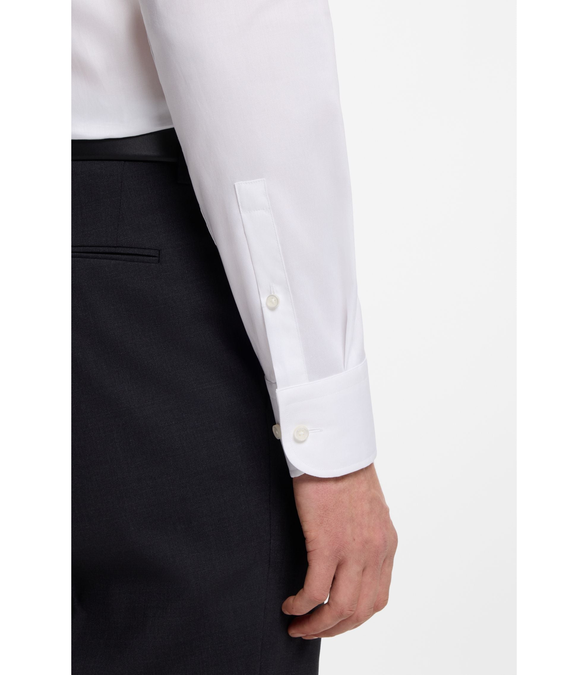 Boss Slim Fit Shirt In Easy Iron Cotton Poplin White