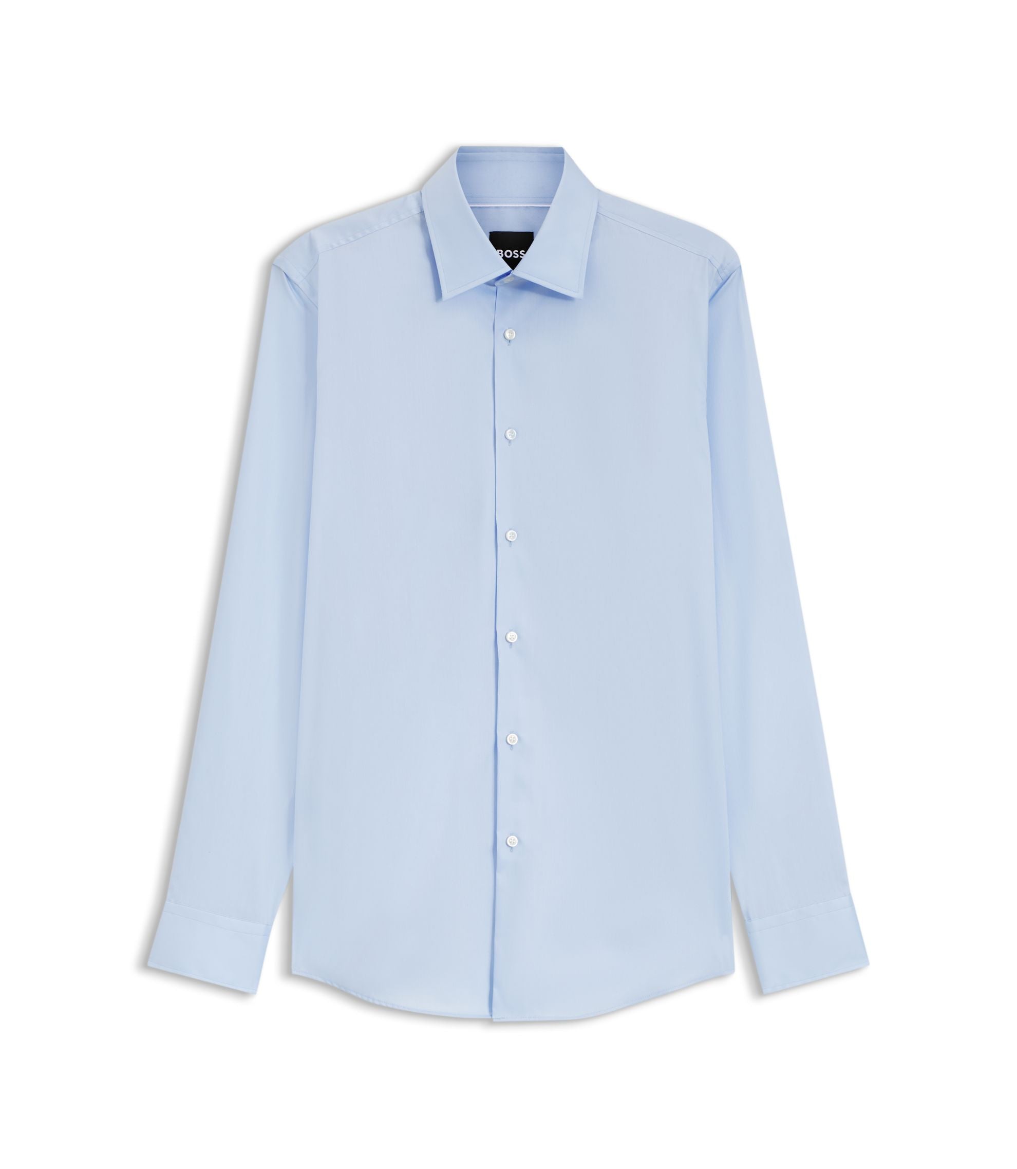 Boss Slim Fit Shirt In Easy Iron Cotton Poplin Light Blue