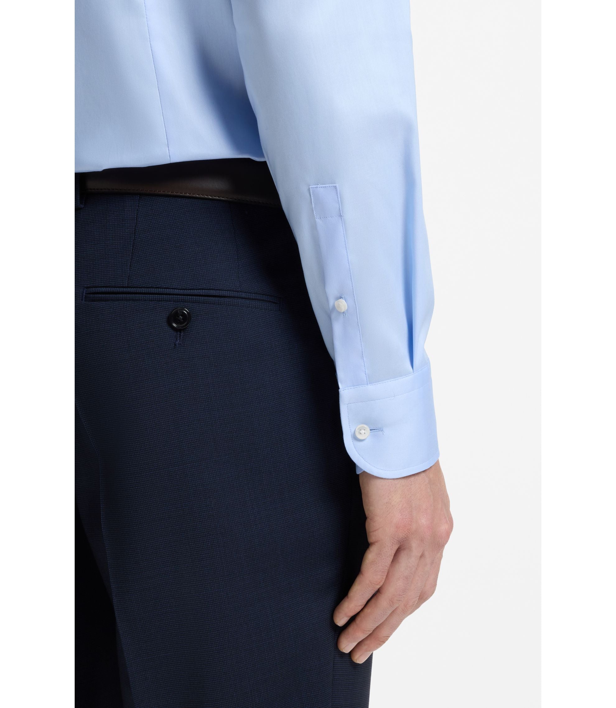 Boss Slim Fit Shirt In Easy Iron Cotton Poplin Light Blue