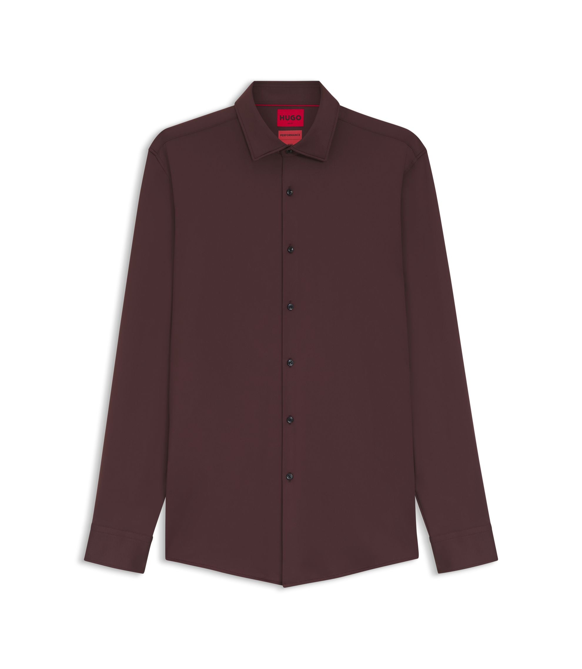 Hugo Slim Fit Shirt In Performance Stretch Jersey Light Brown
