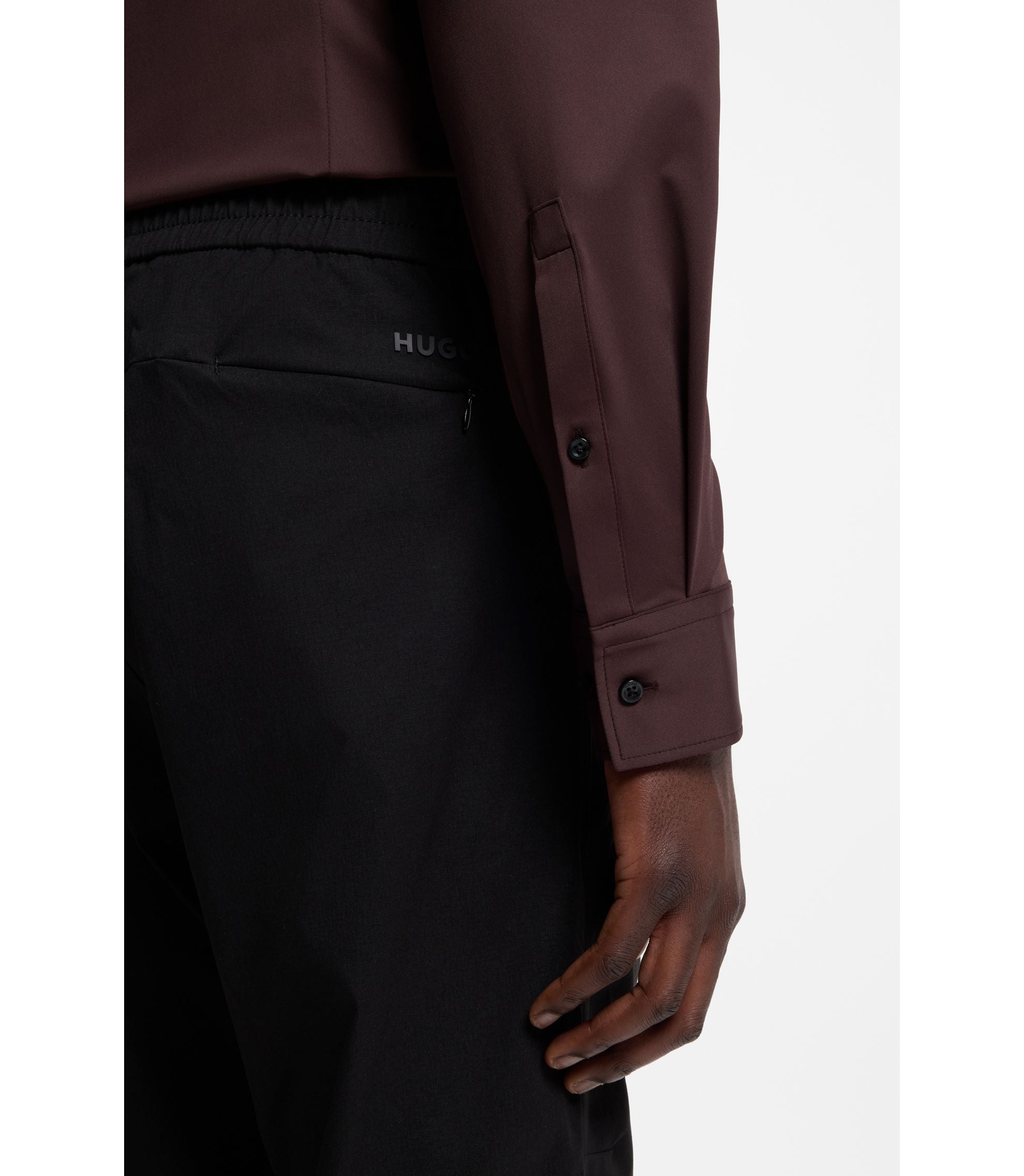 Hugo Slim Fit Shirt In Performance Stretch Jersey Light Brown