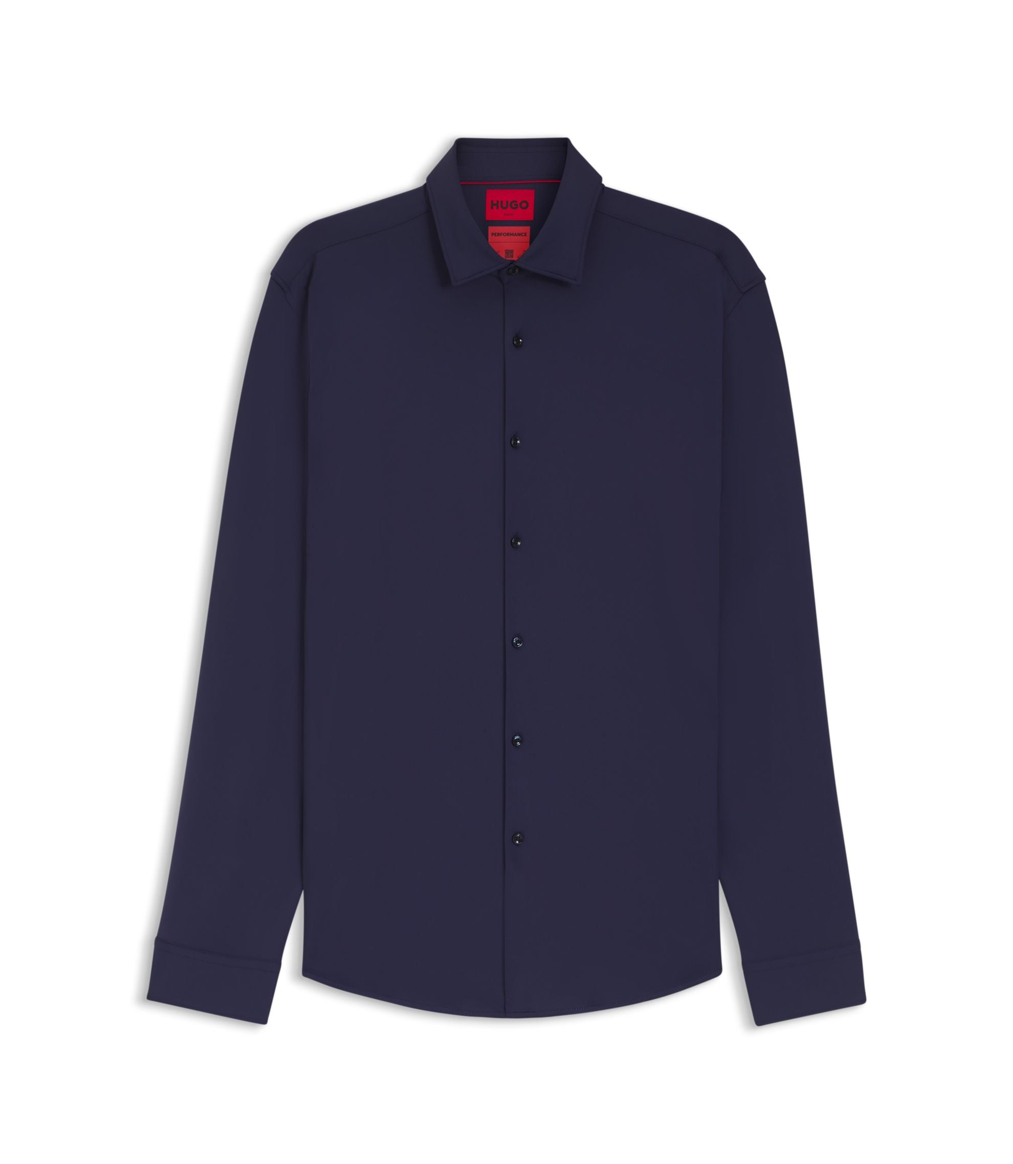 Hugo Slim Fit Shirt In Performance Stretch Jersey Dark Blue