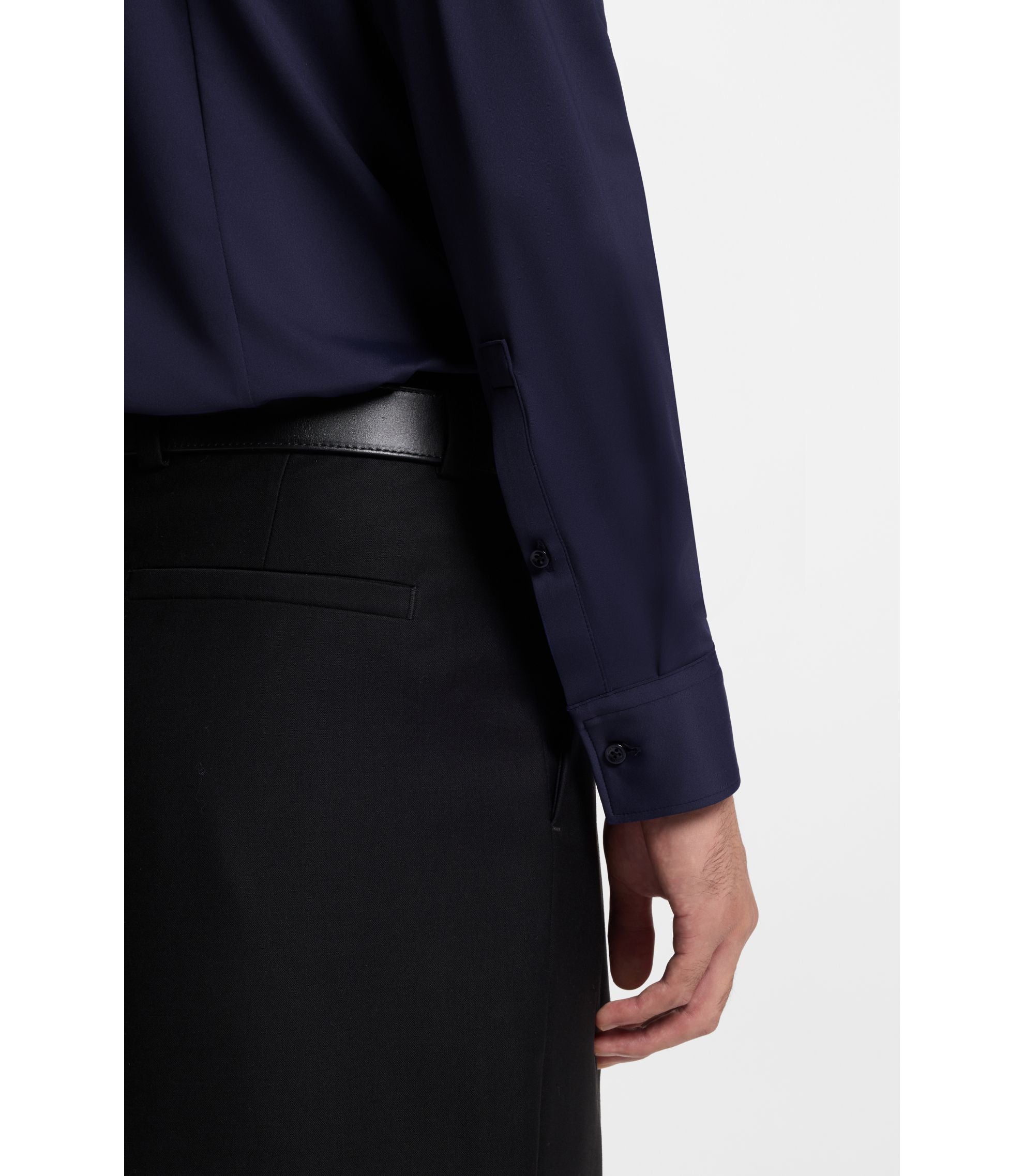 Hugo Slim Fit Shirt In Performance Stretch Jersey Dark Blue