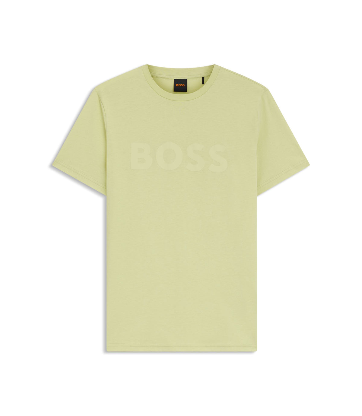Boss Cotton Jersey T Shirt With Large Logo Print Beige