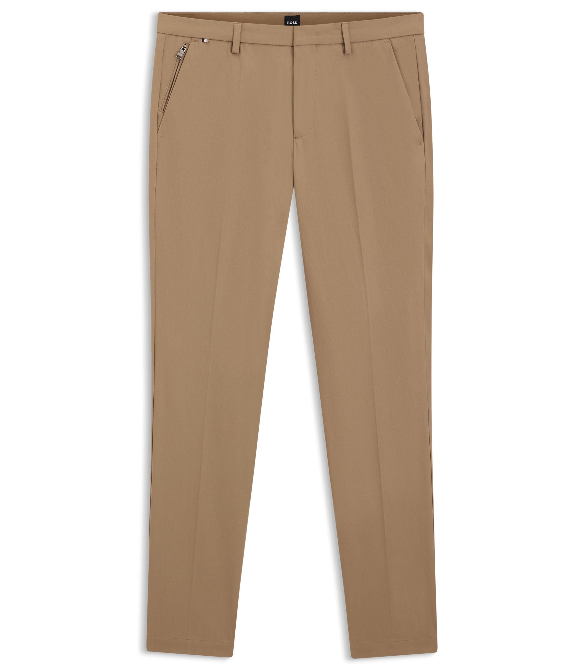 Boss Slim Fit Trousers In Stretch Cotton Light Beige