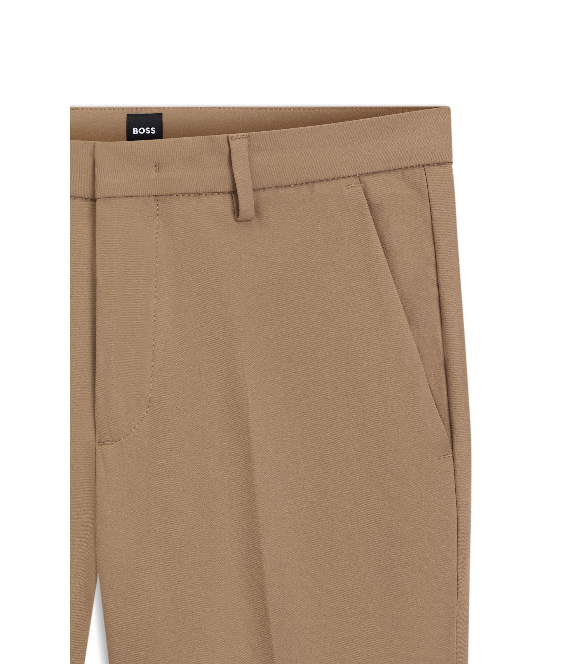 Boss Slim Fit Trousers In Stretch Cotton Light Beige