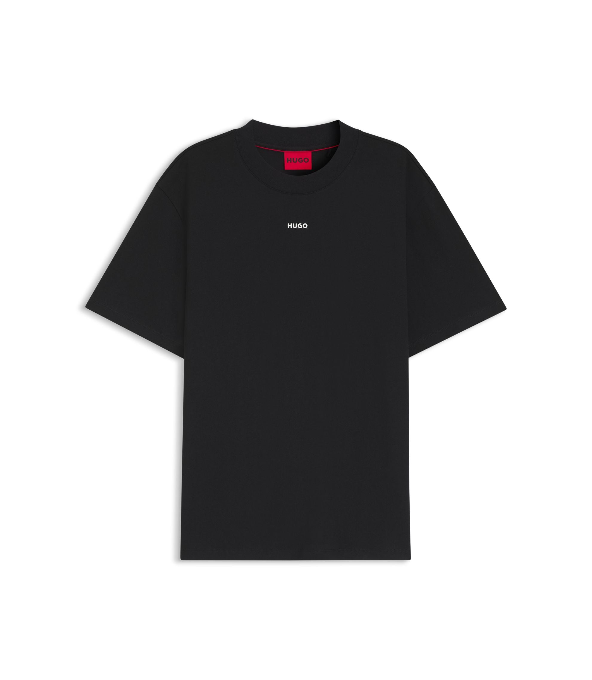 Hugo Relaxed Fit Cotton Jersey T Shirt With Logo Print Black
