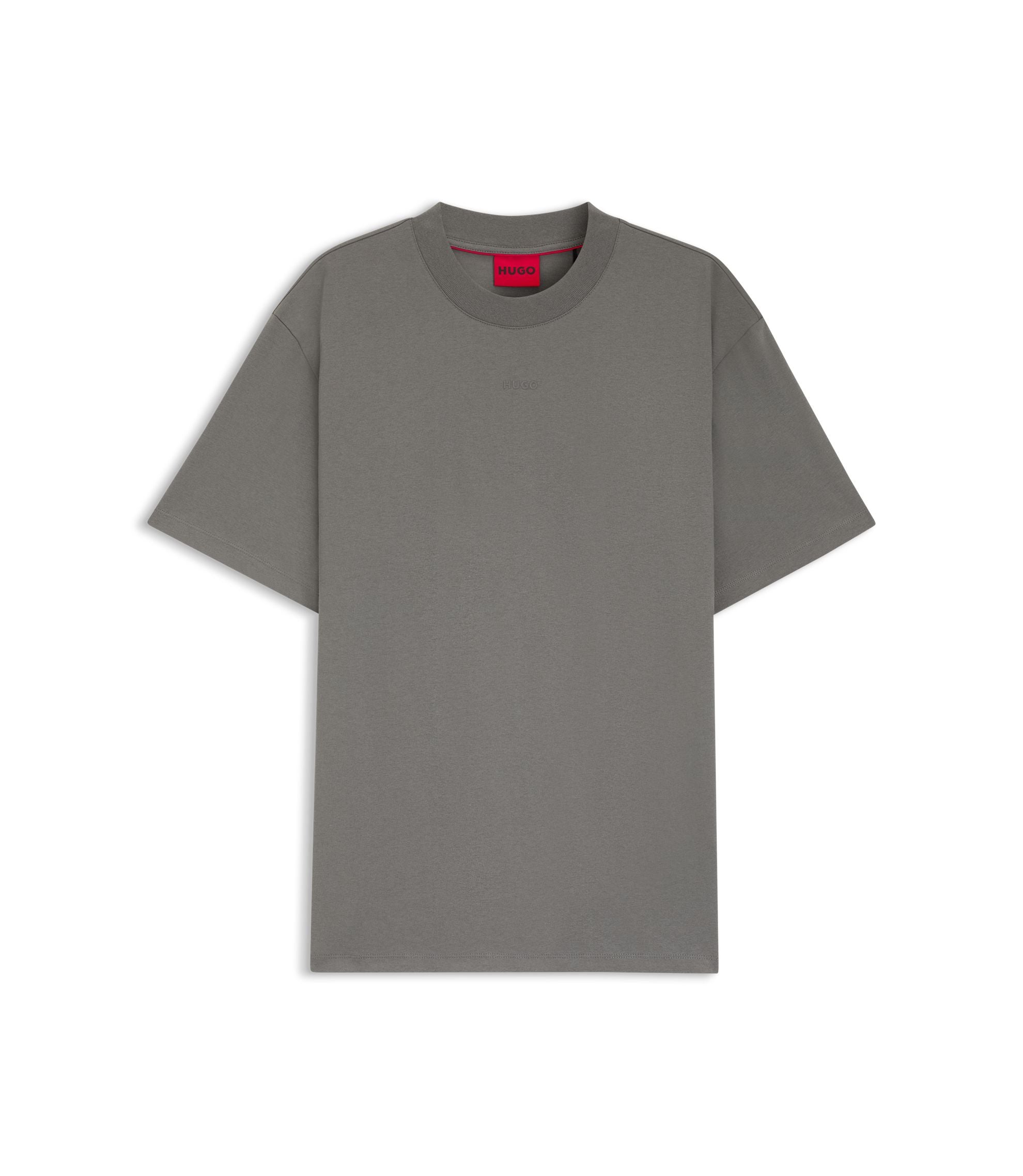 Hugo Relaxed Fit Cotton Jersey T Shirt With Logo Print Dark Grey