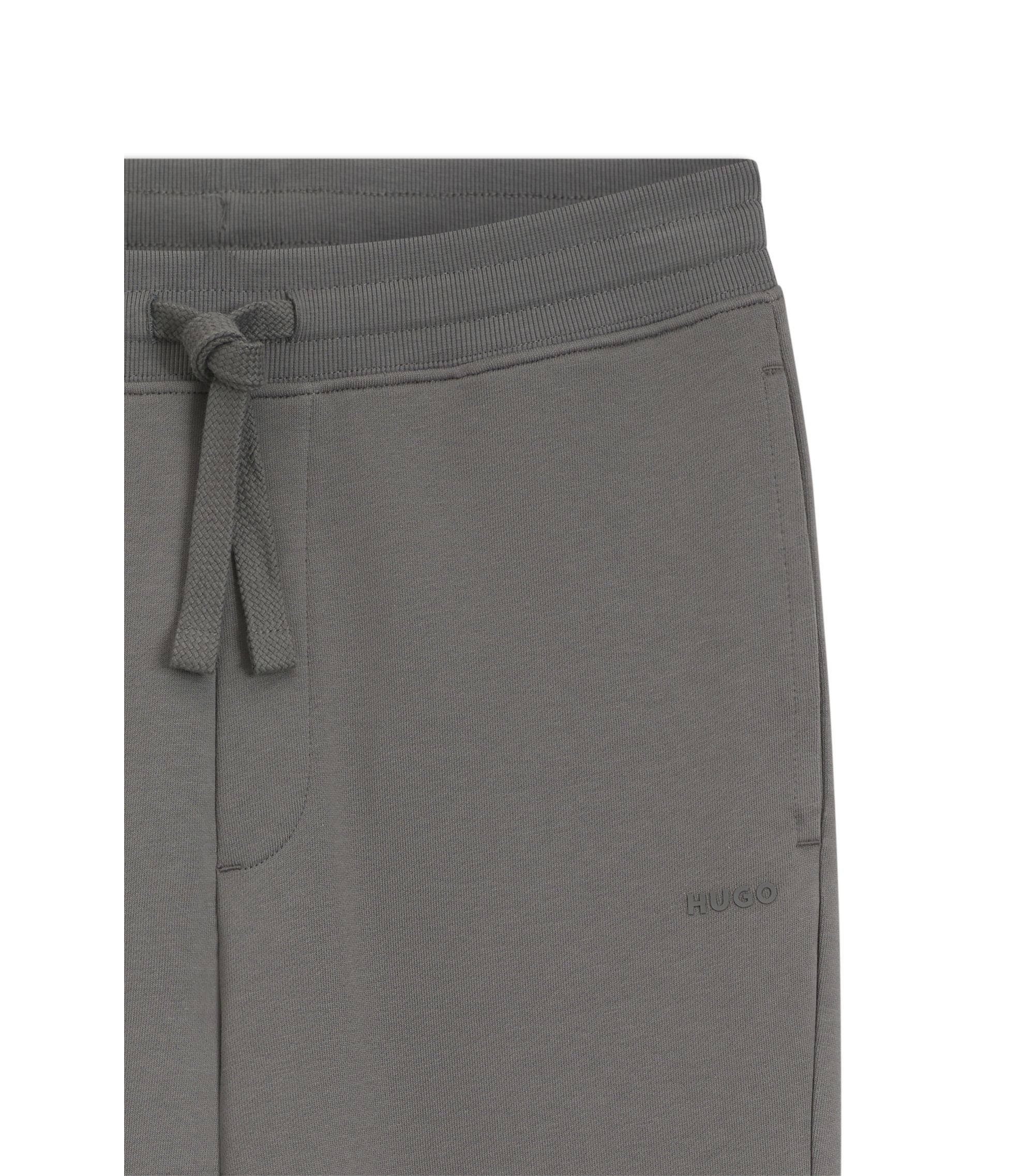 Hugo Cuffed Sweatpants In Cotton Terry With Logo Print Dark Grey