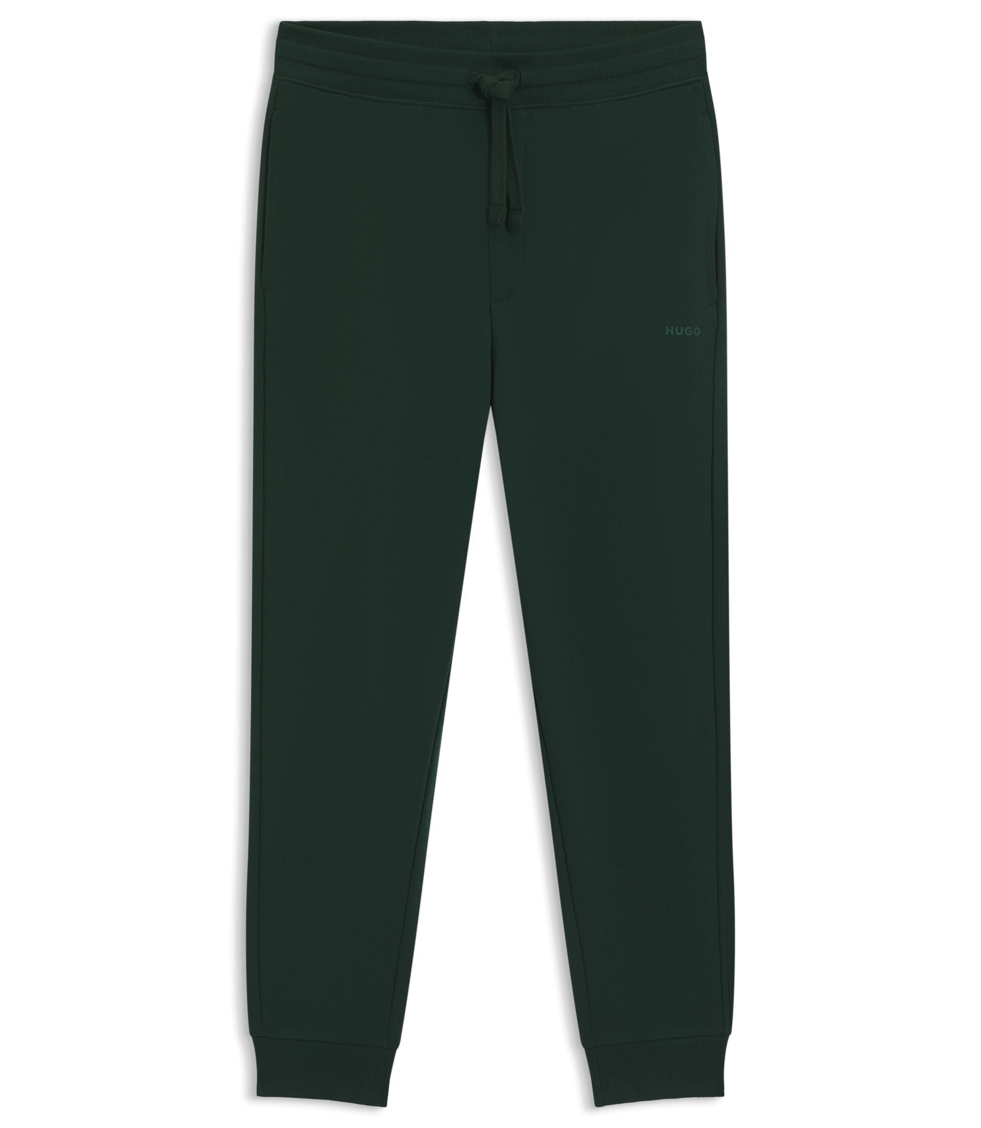 Hugo Cuffed Sweatpants In Cotton Terry With Logo Print Light Green