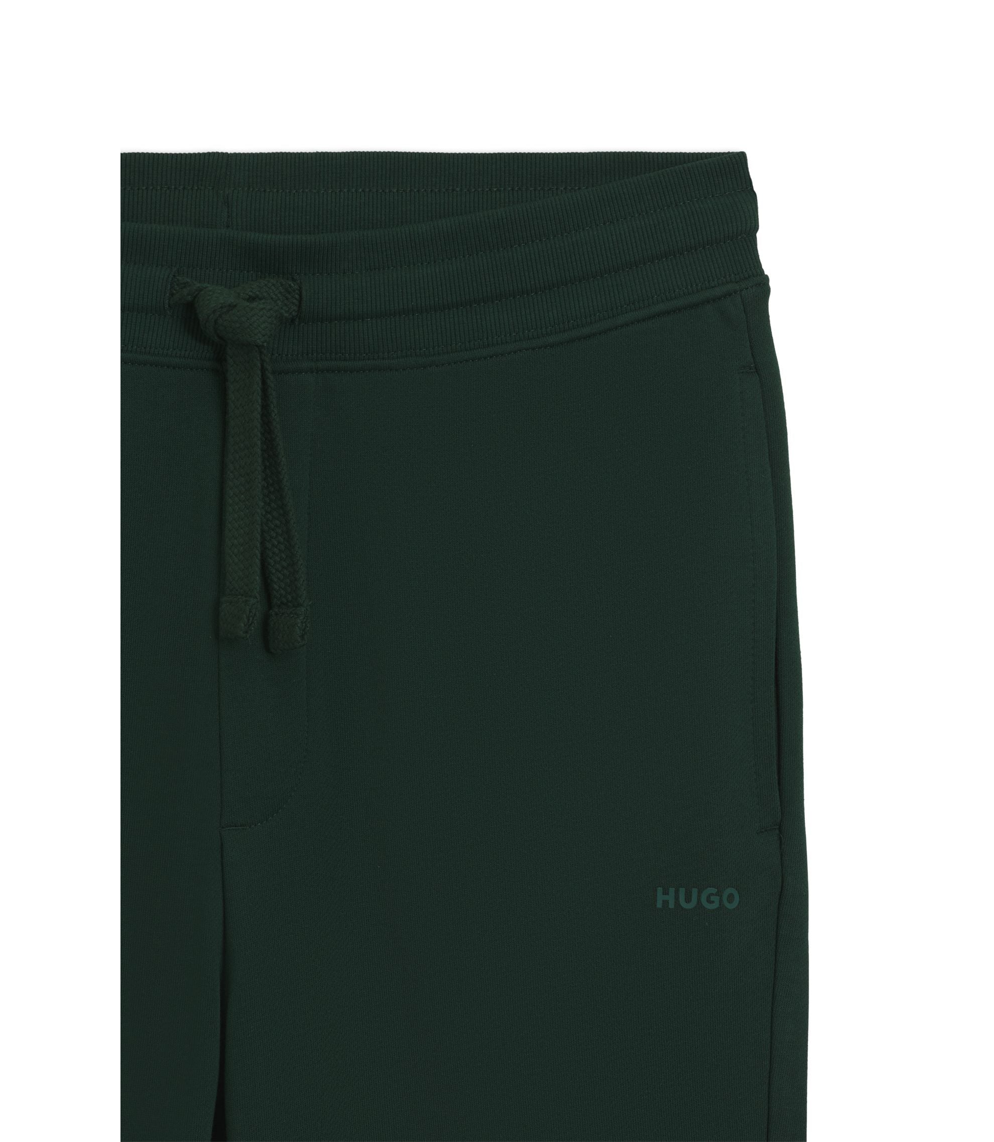 Hugo Cuffed Sweatpants In Cotton Terry With Logo Print Light Green
