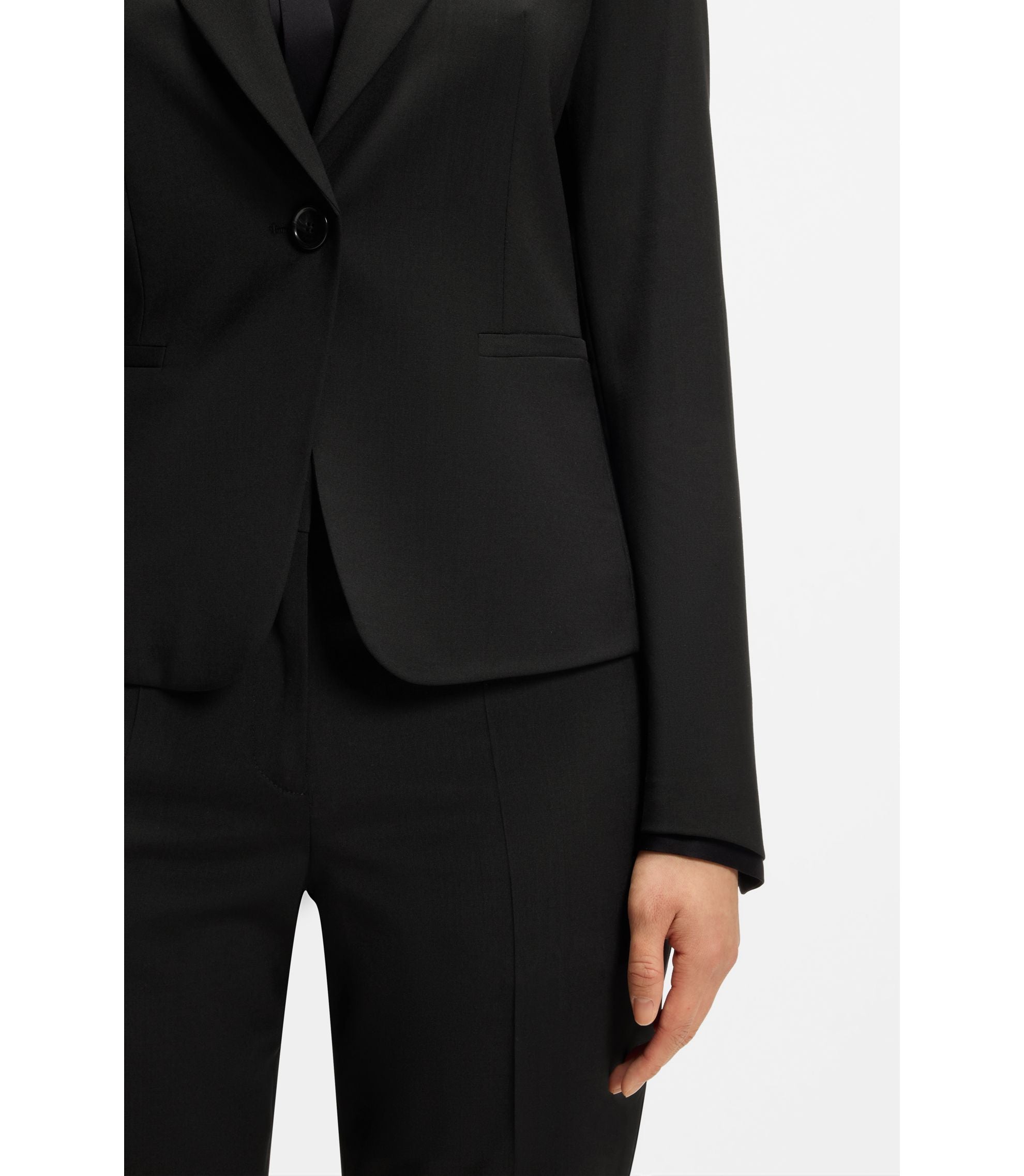 Boss Regular Fit Blazer In Italian Made Virgin Wool Black Women's