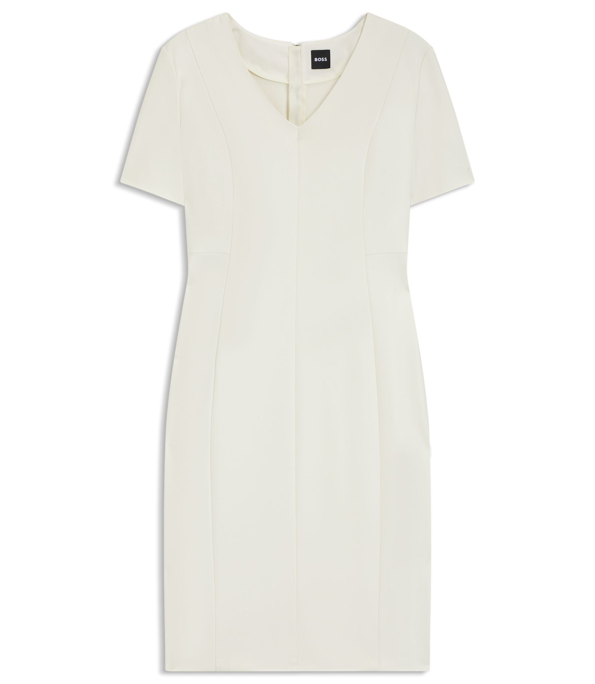 Boss V Neck Business Dress With Seam Details White Women's