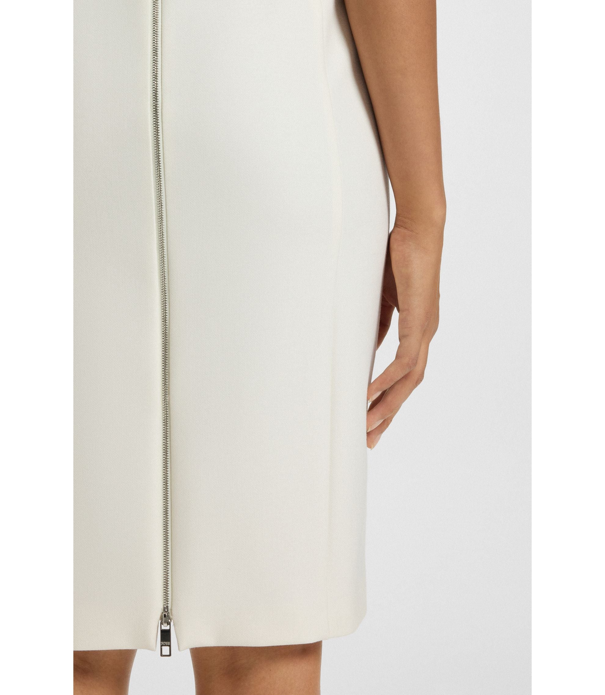 Boss V Neck Business Dress With Seam Details White Women's