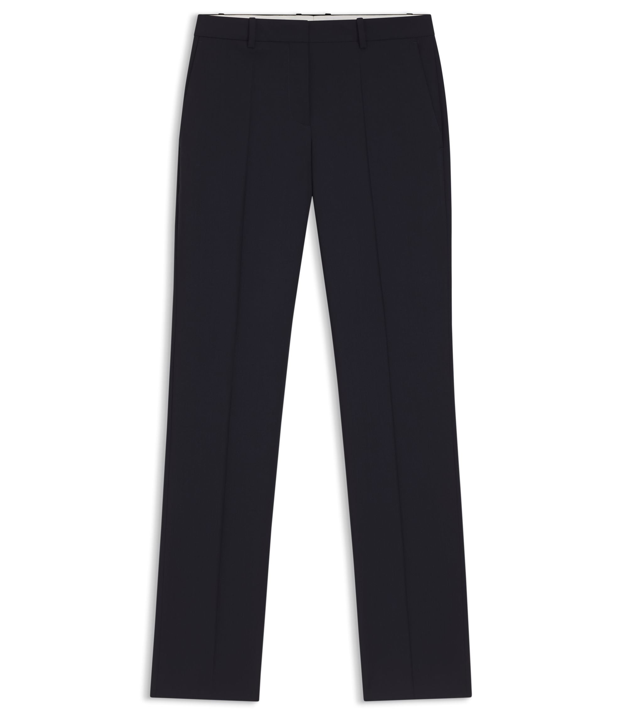 Boss Regular Fit Pants In Italian Made Virgin Wool Dark Blue Women's