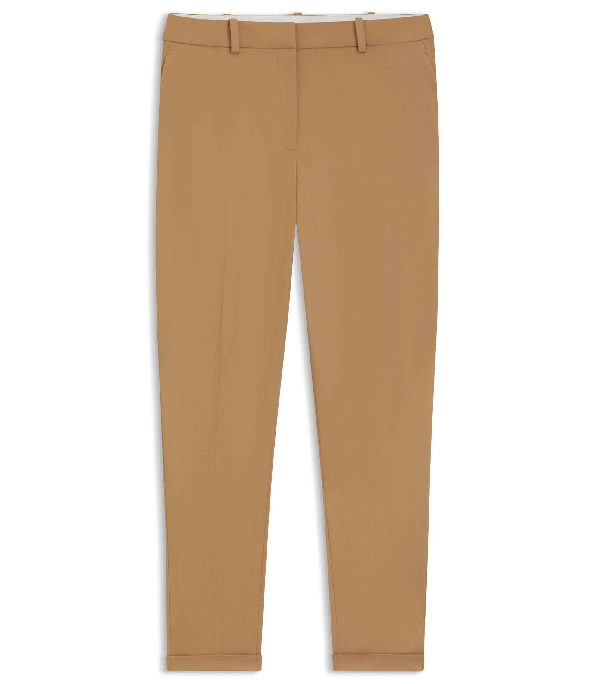 Boss Regular Fit Trousers In Stretch Cotton Twill Beige Women's