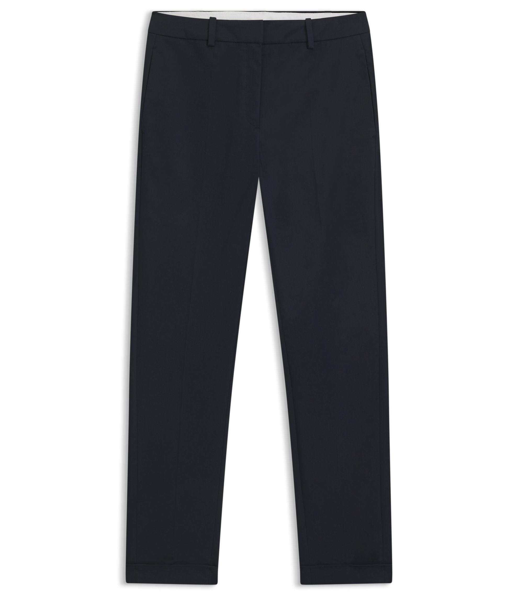 Boss Regular Fit Trousers In Stretch Cotton Twill Dark Blue Women's