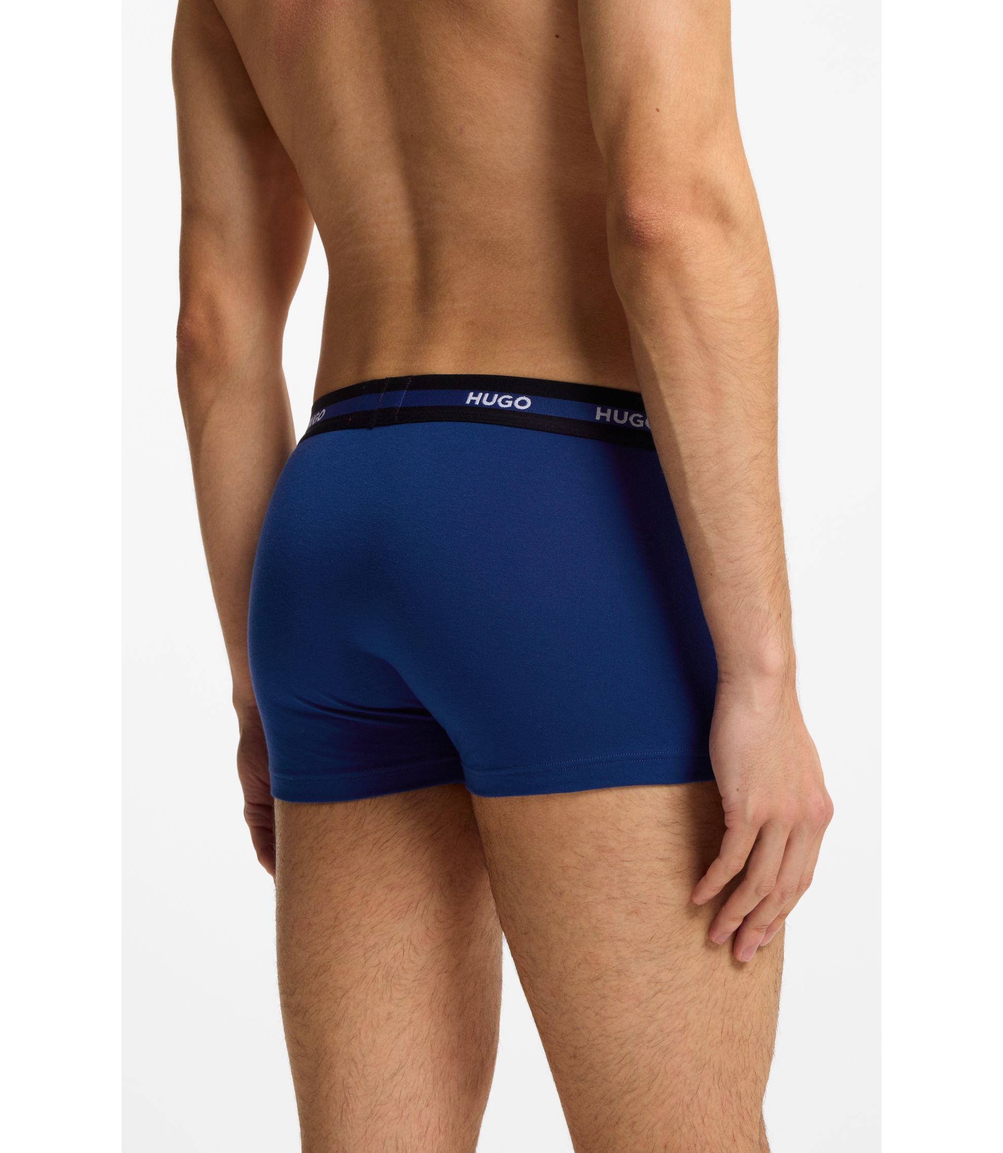 Hugo Three Pack Of Stretch Cotton Trunks Patterned