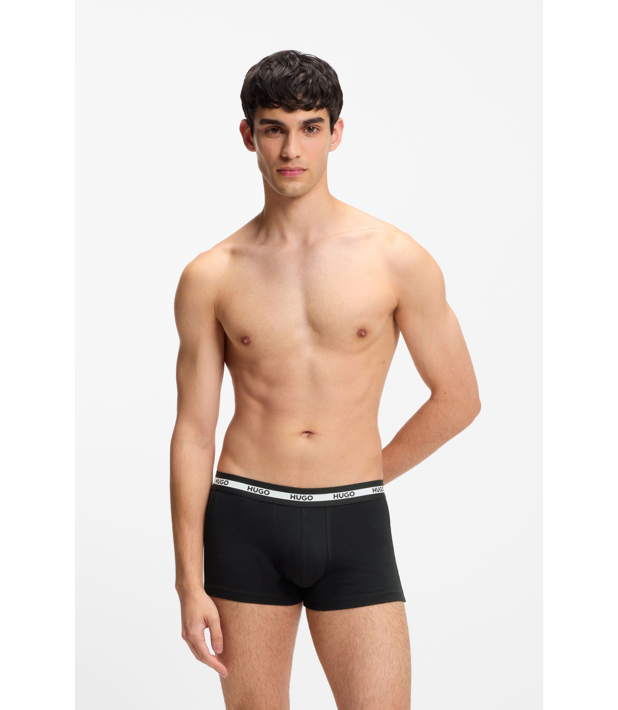 Hugo Three Pack Of Stretch Cotton Trunks Patterned