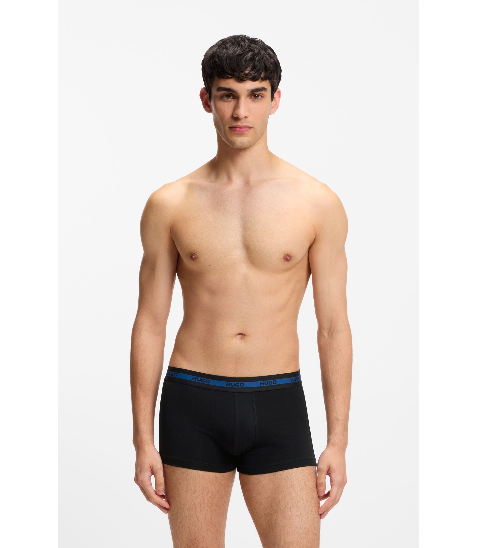Hugo Three Pack Of Stretch Cotton Trunks Patterned