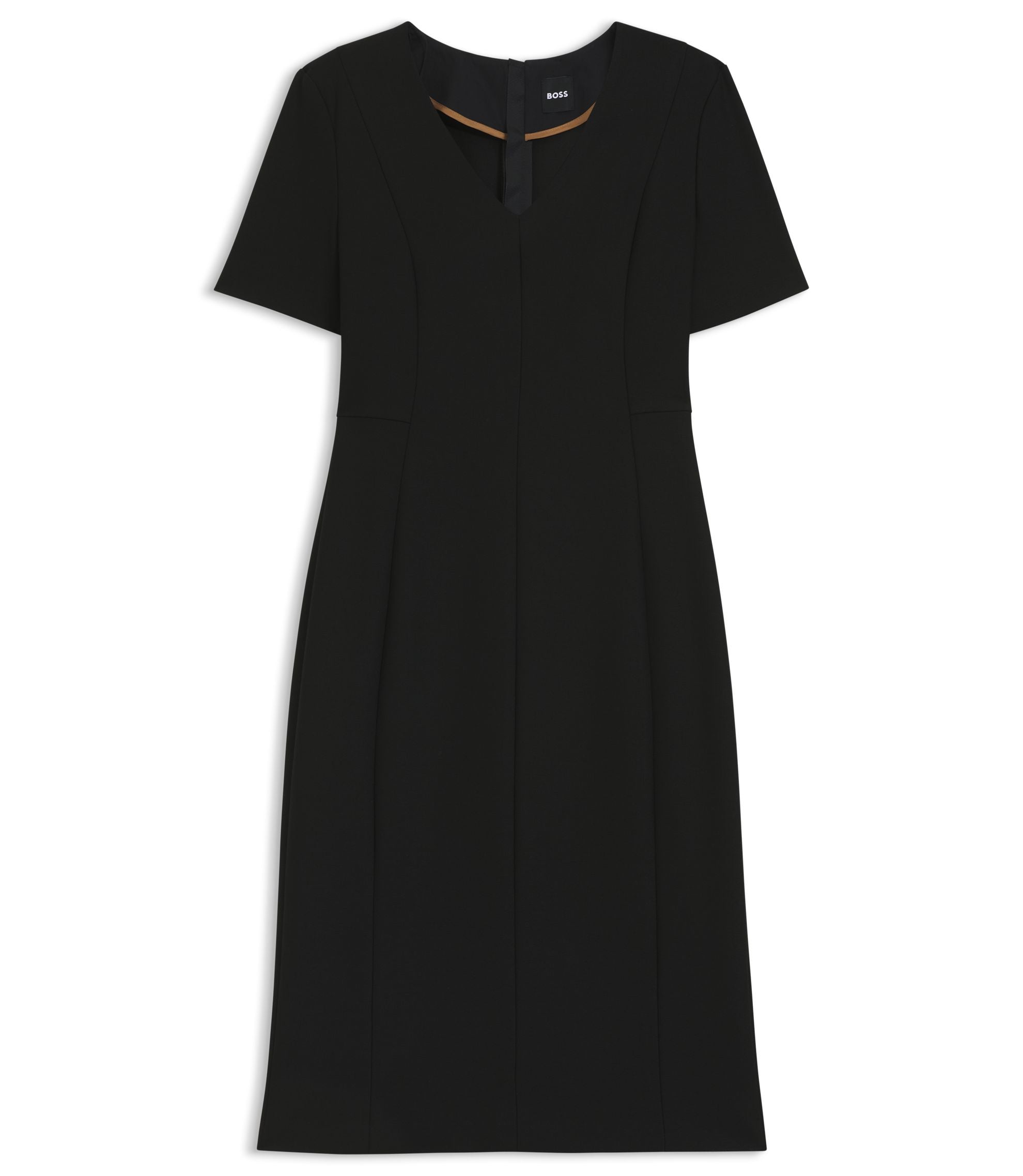 Boss V Neck Dress In Stretch Fabric Black Women's