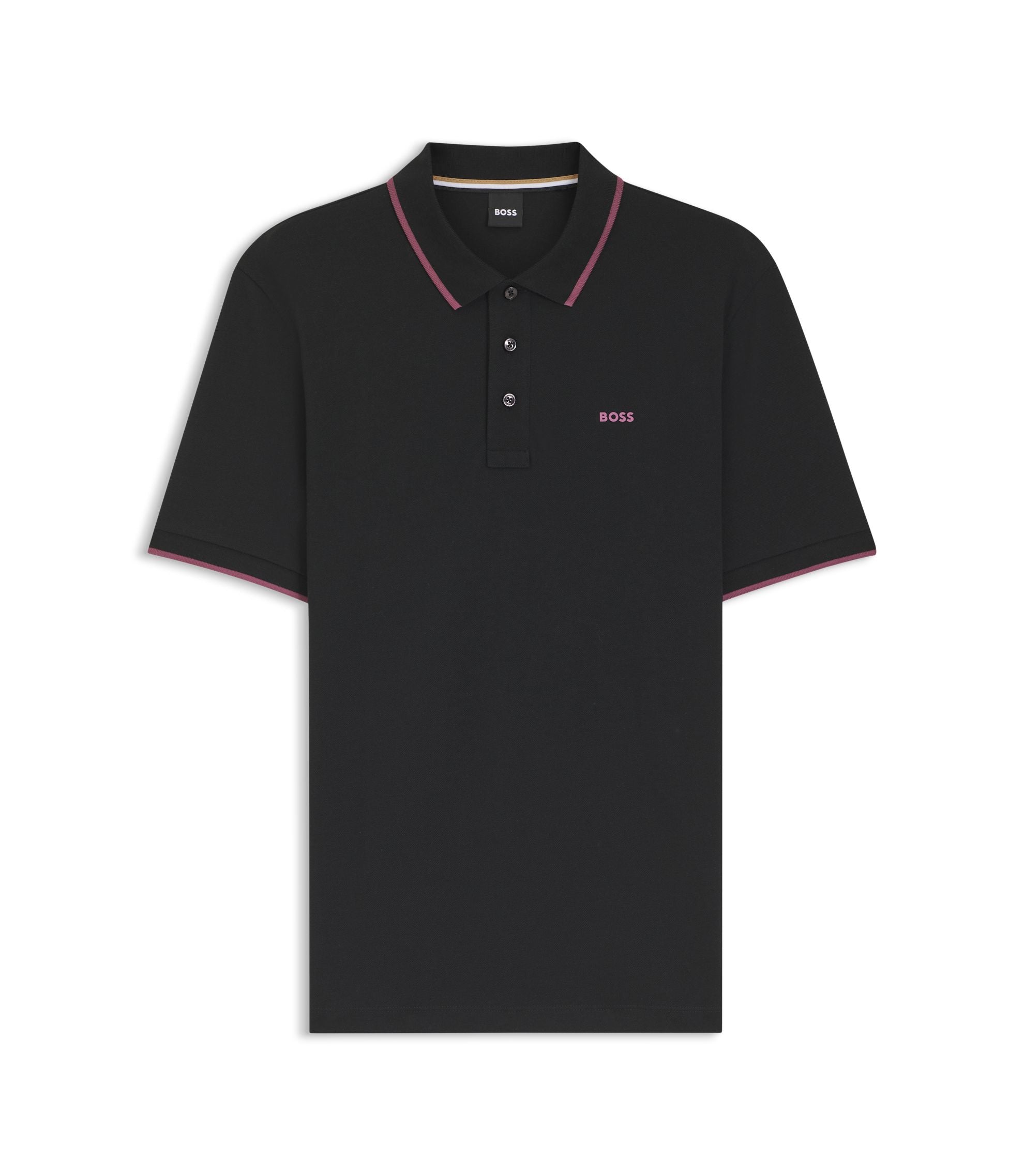 Boss Cotton Piqu Polo Shirt With Contrast Tipping Black