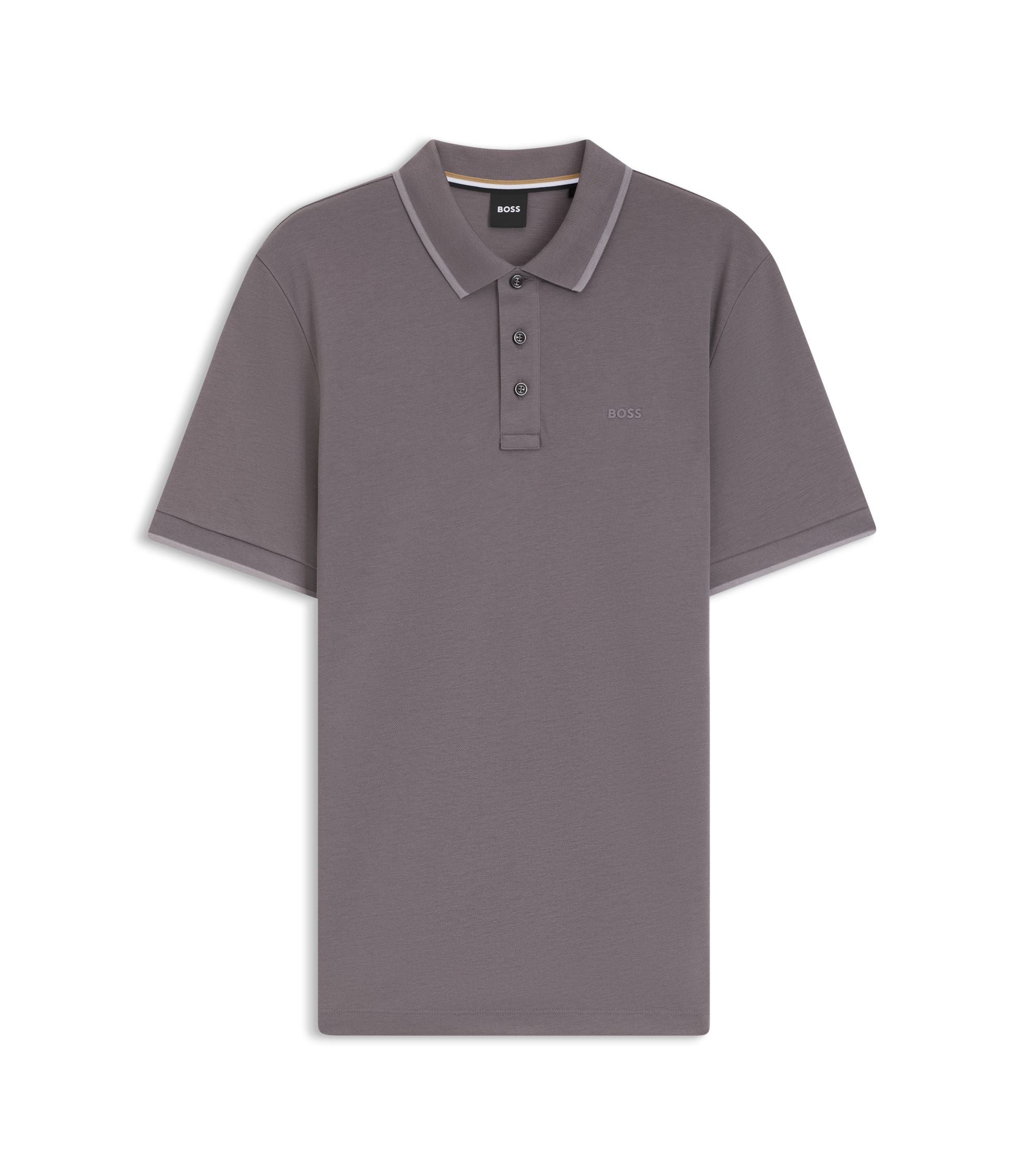 Boss Cotton Piqu Polo Shirt With Contrast Tipping Purple