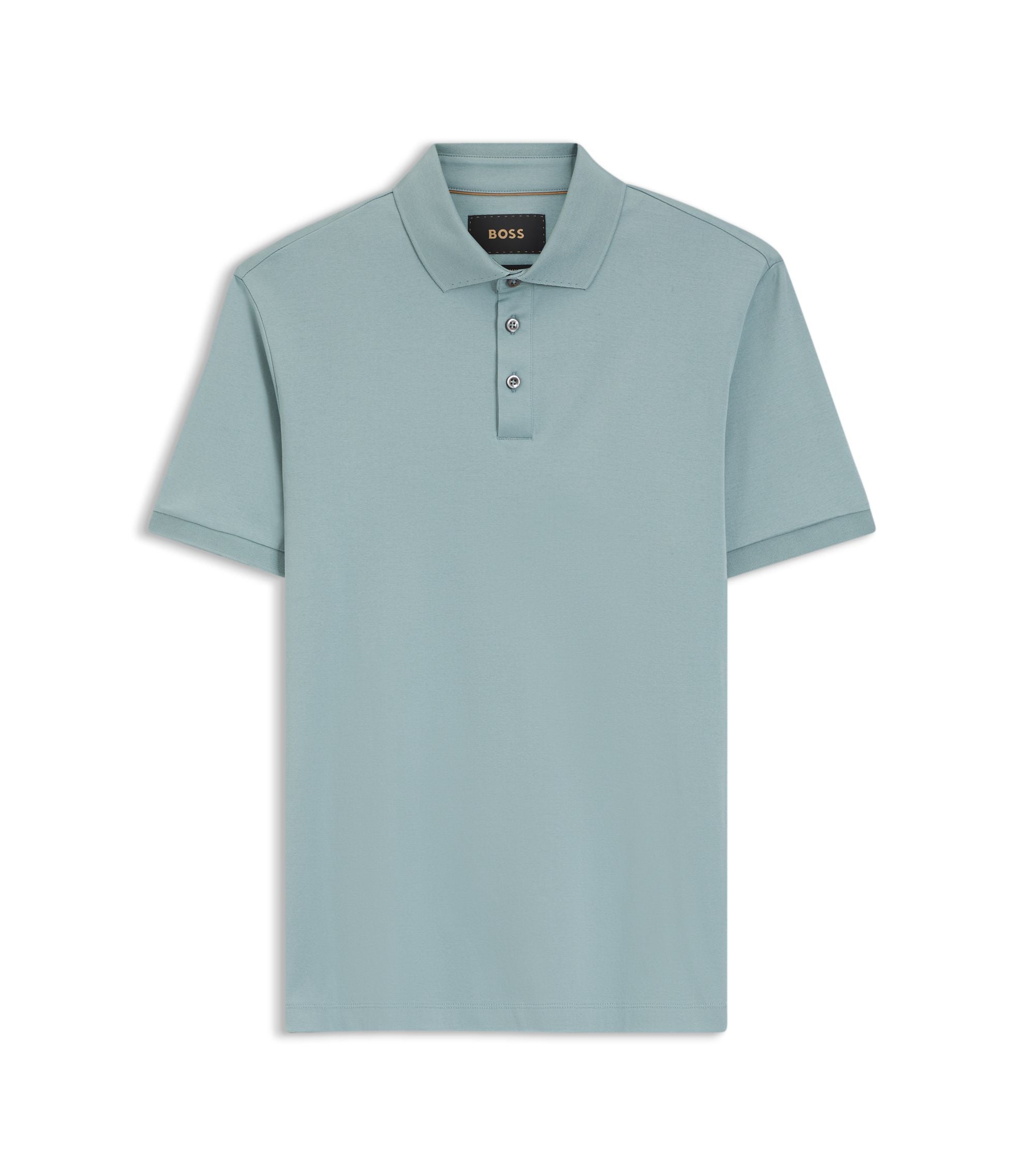 Boss Regular Fit Polo Shirt In Mercerized Italian Cotton Light Blue