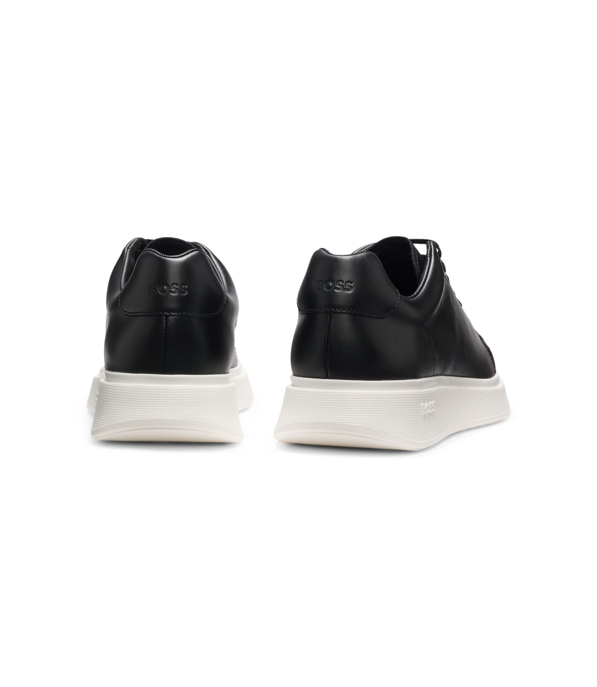 Boss Leather Sneakers With Rubber Outsole Black Black