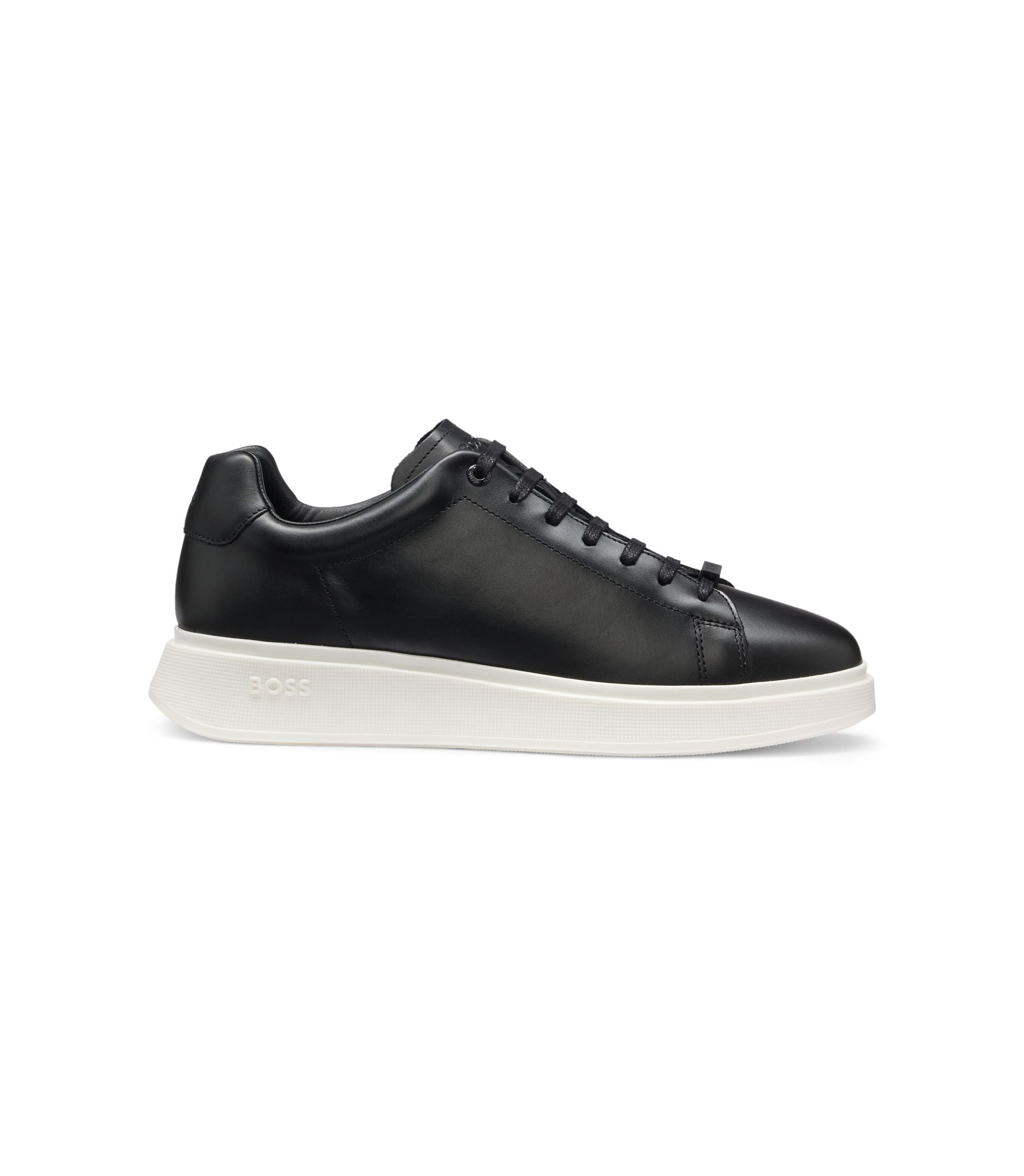 Boss Leather Sneakers With Rubber Outsole Black Black