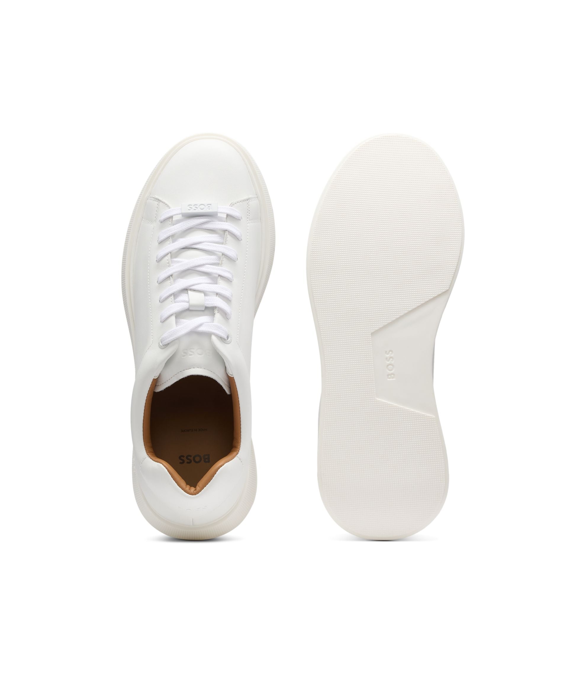Boss Leather Sneakers With Rubber Outsole White White