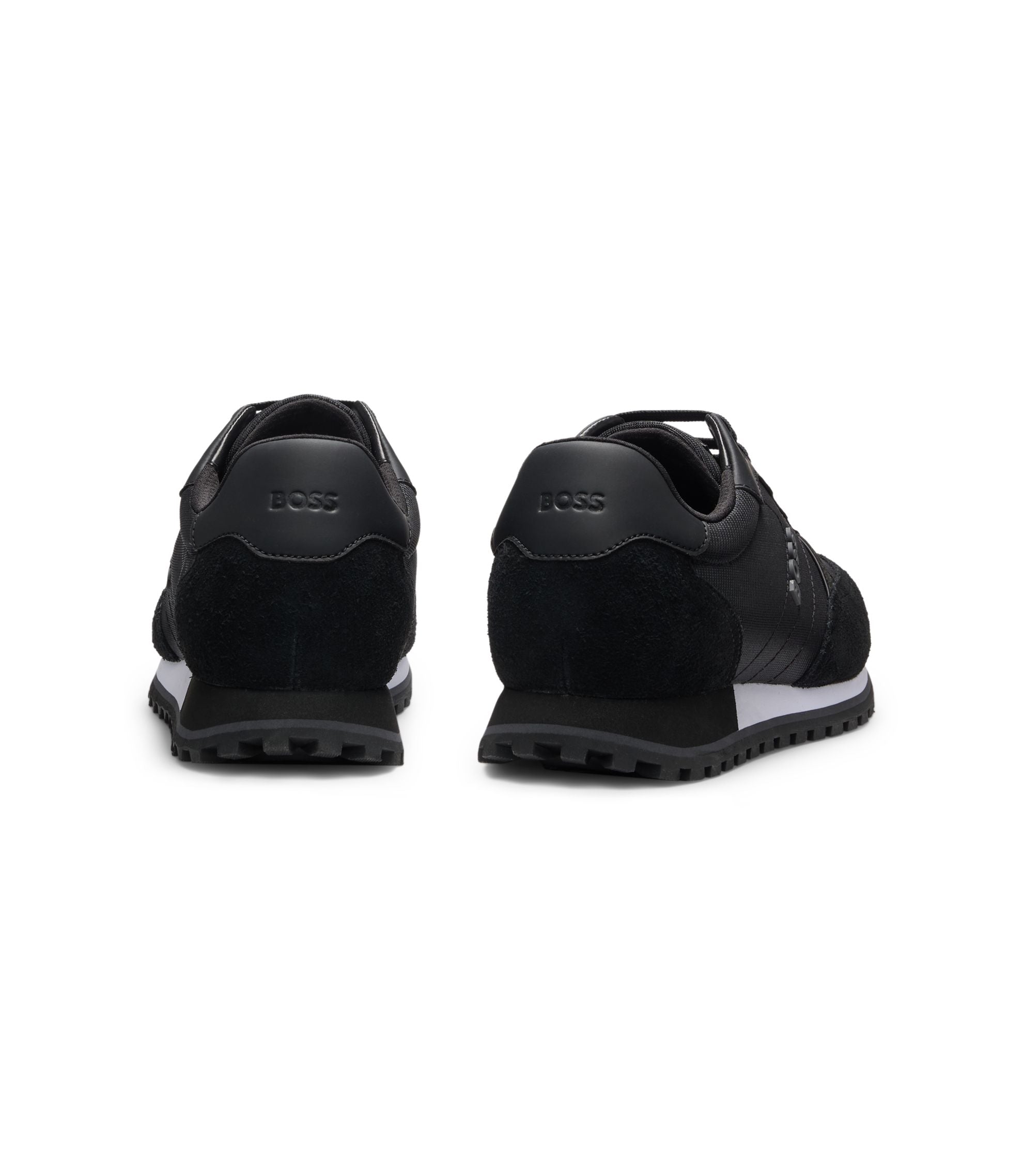 Boss Logo Trim Sneakers With Faux Leather Details Black Black