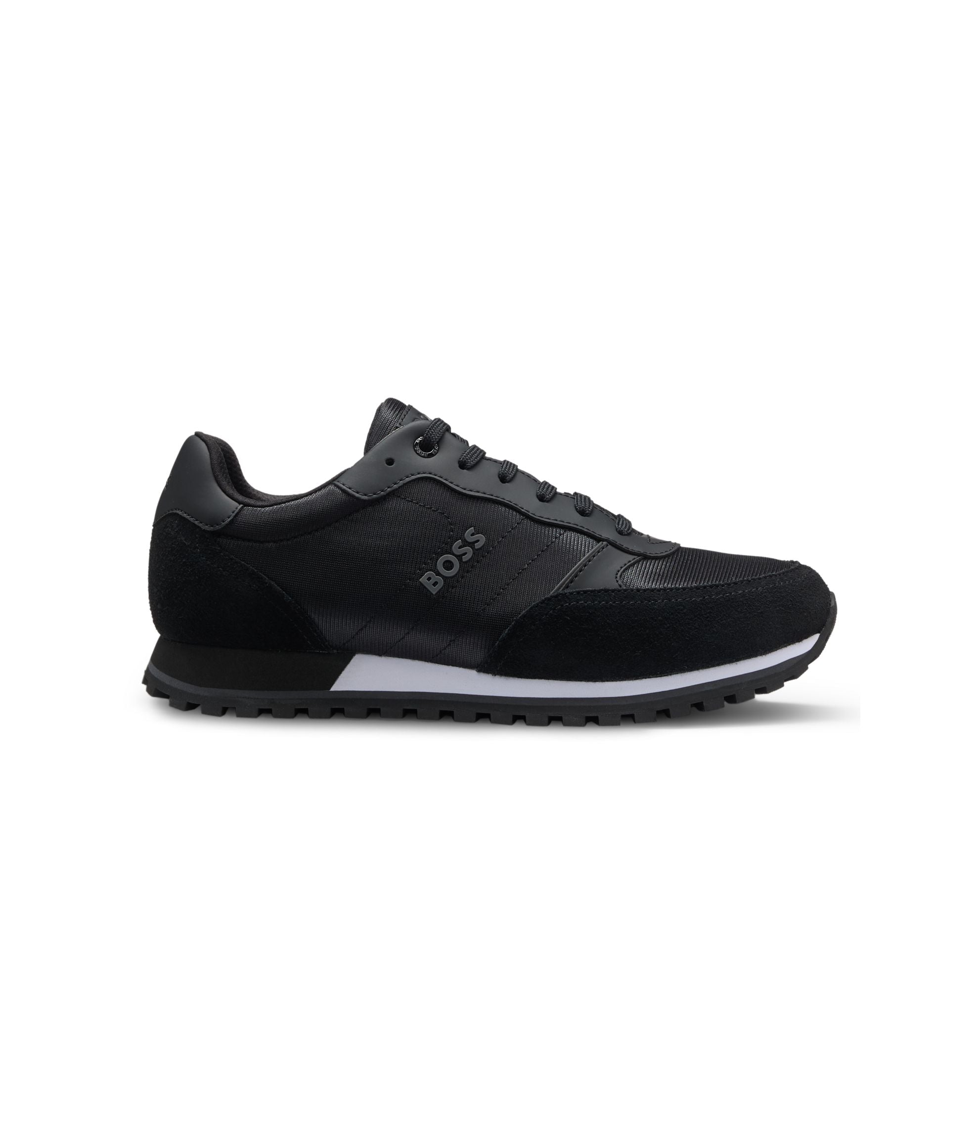 Boss Logo Trim Sneakers With Faux Leather Details Black Black