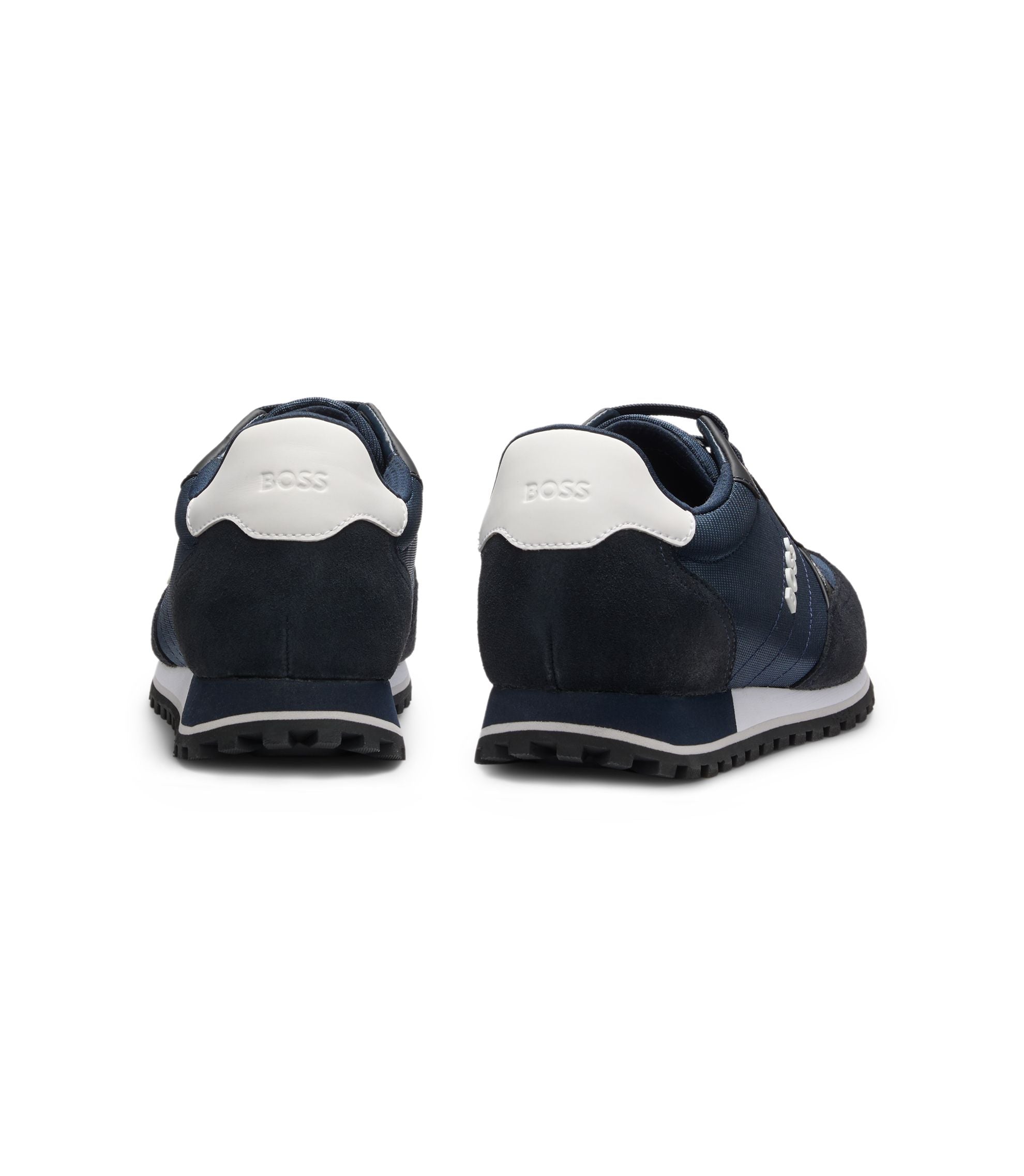 Boss Logo Trim Sneakers With Faux Leather Details Dark Blue Dark Blue