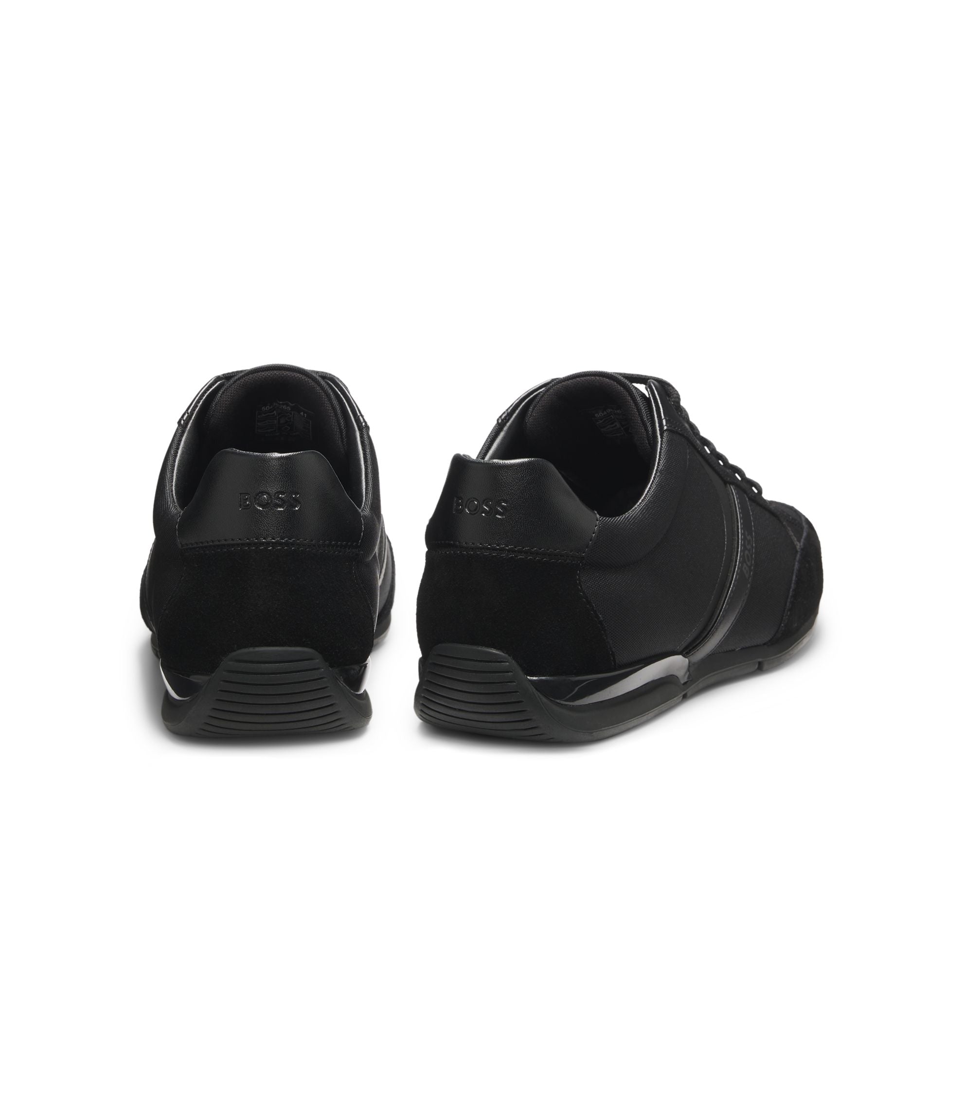 Boss Mixed Material Sneakers With Suede And Faux Leather Black Black