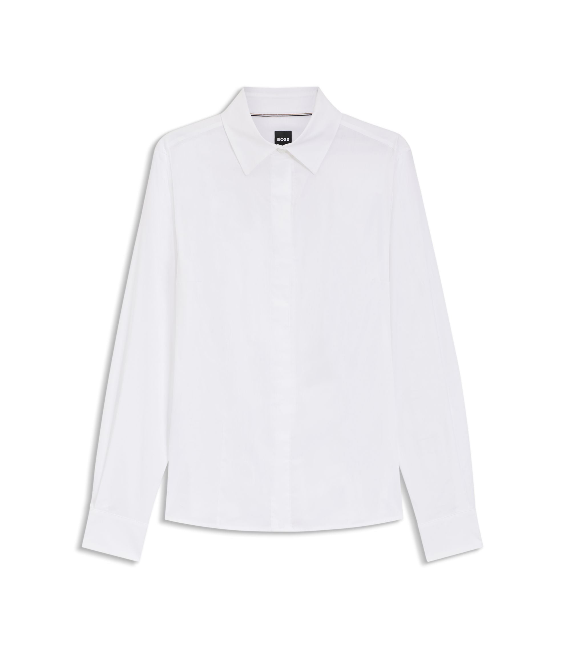 Boss Slim Fit Blouse In A Stretch Cotton White Women's