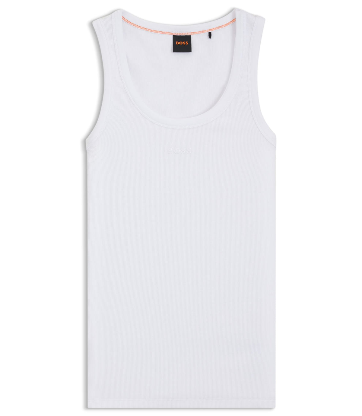 Boss Ribbed Top In Stretch Cotton White Women's