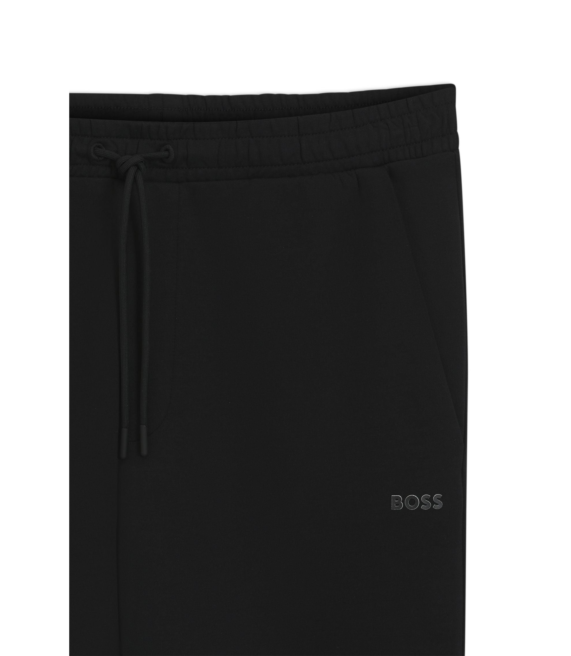 Boss Stretch Cotton Track Pants With Logo Print Black