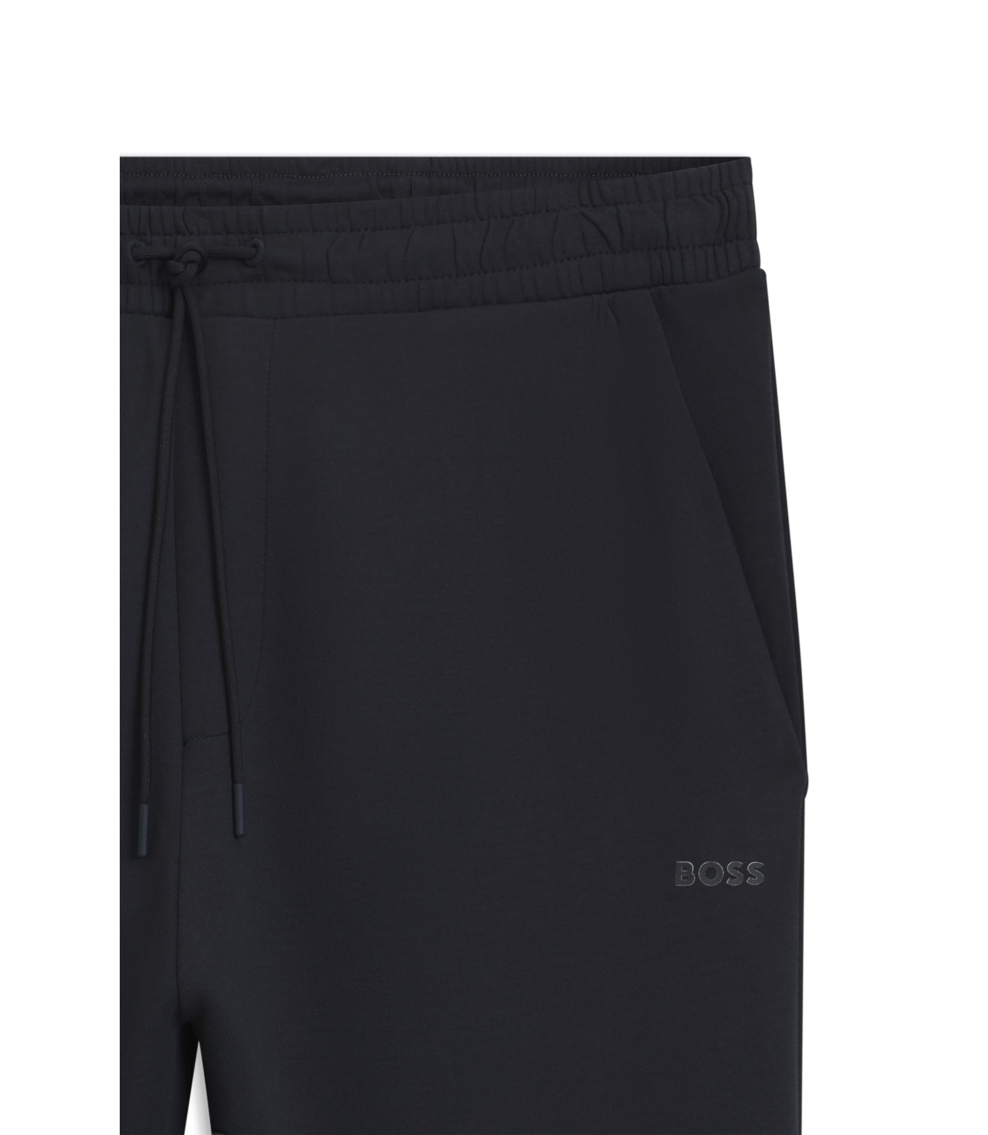 Boss Stretch Cotton Track Pants With Logo Print Dark Blue