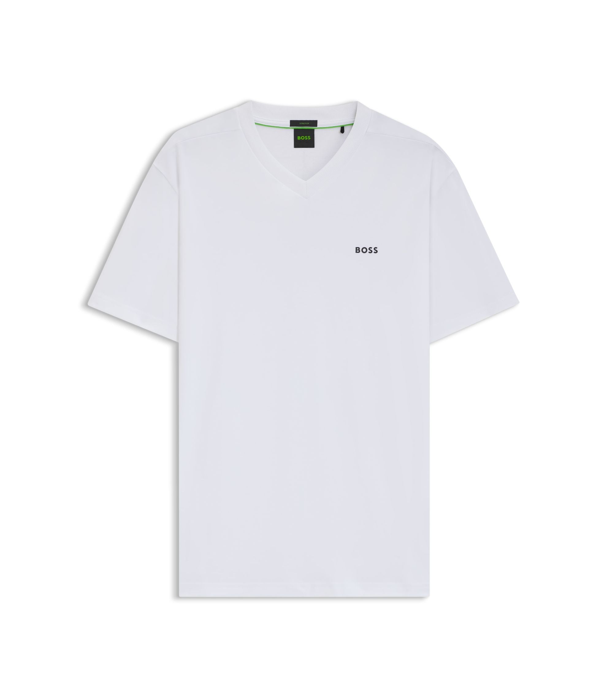 Boss Stretch Cotton Regular Fit T Shirt With Contrast Logo White