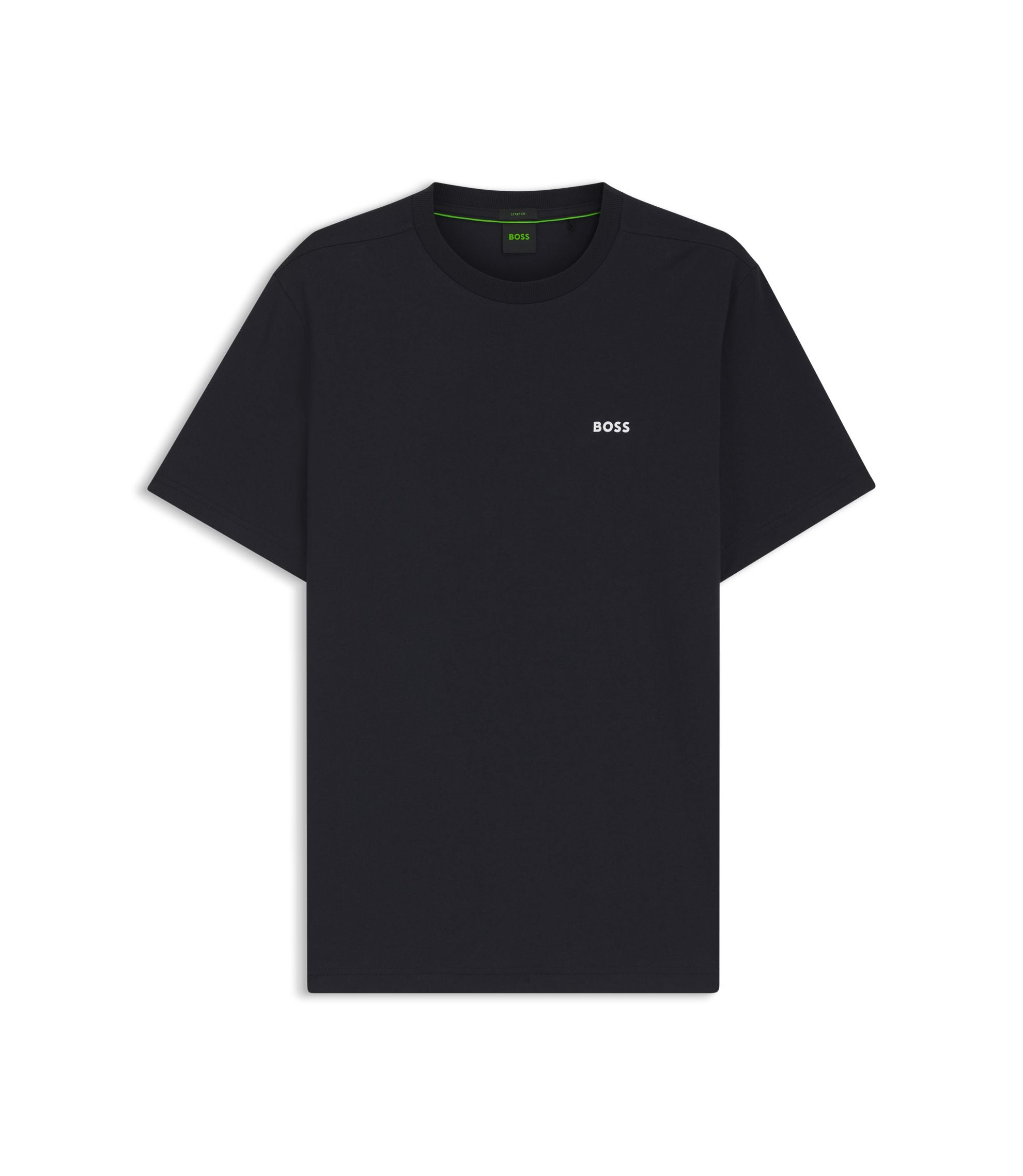 Boss Stretch Cotton T Shirt With Logo Detail Dark Blue