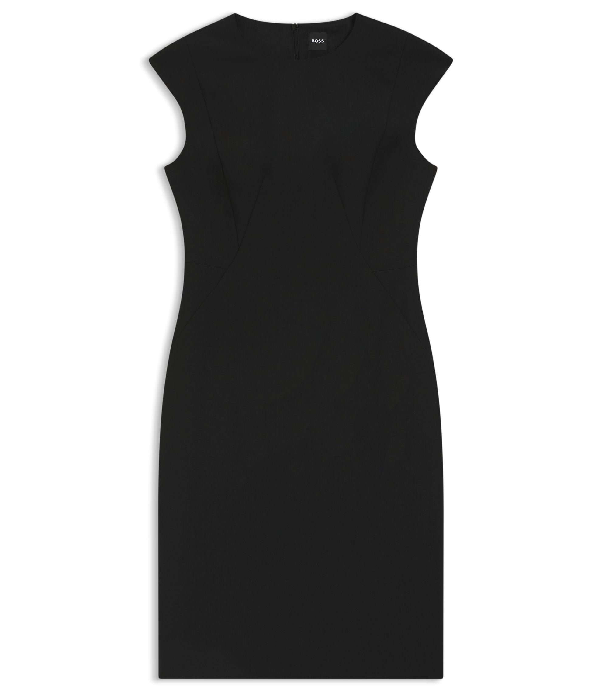 Boss Virgin Wool Dress In A Slim Fit Black Women's