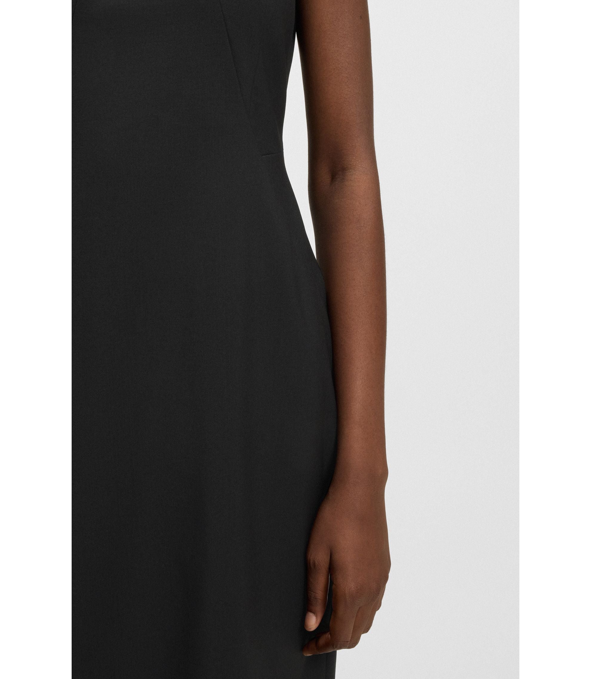 Boss Virgin Wool Dress In A Slim Fit Black Women's