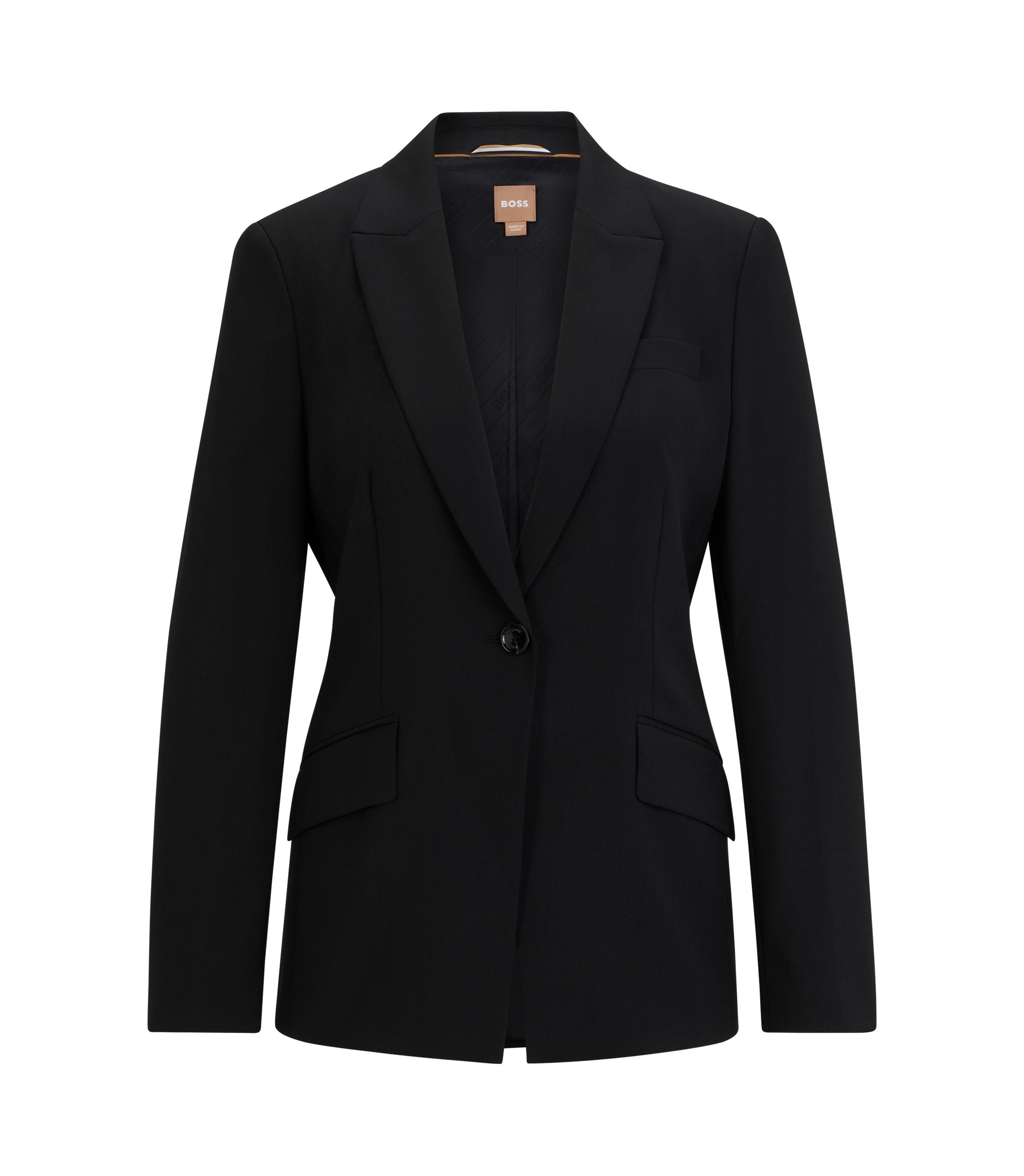 Boss Regular Fit Jacket In Virgin Wool Black Women's