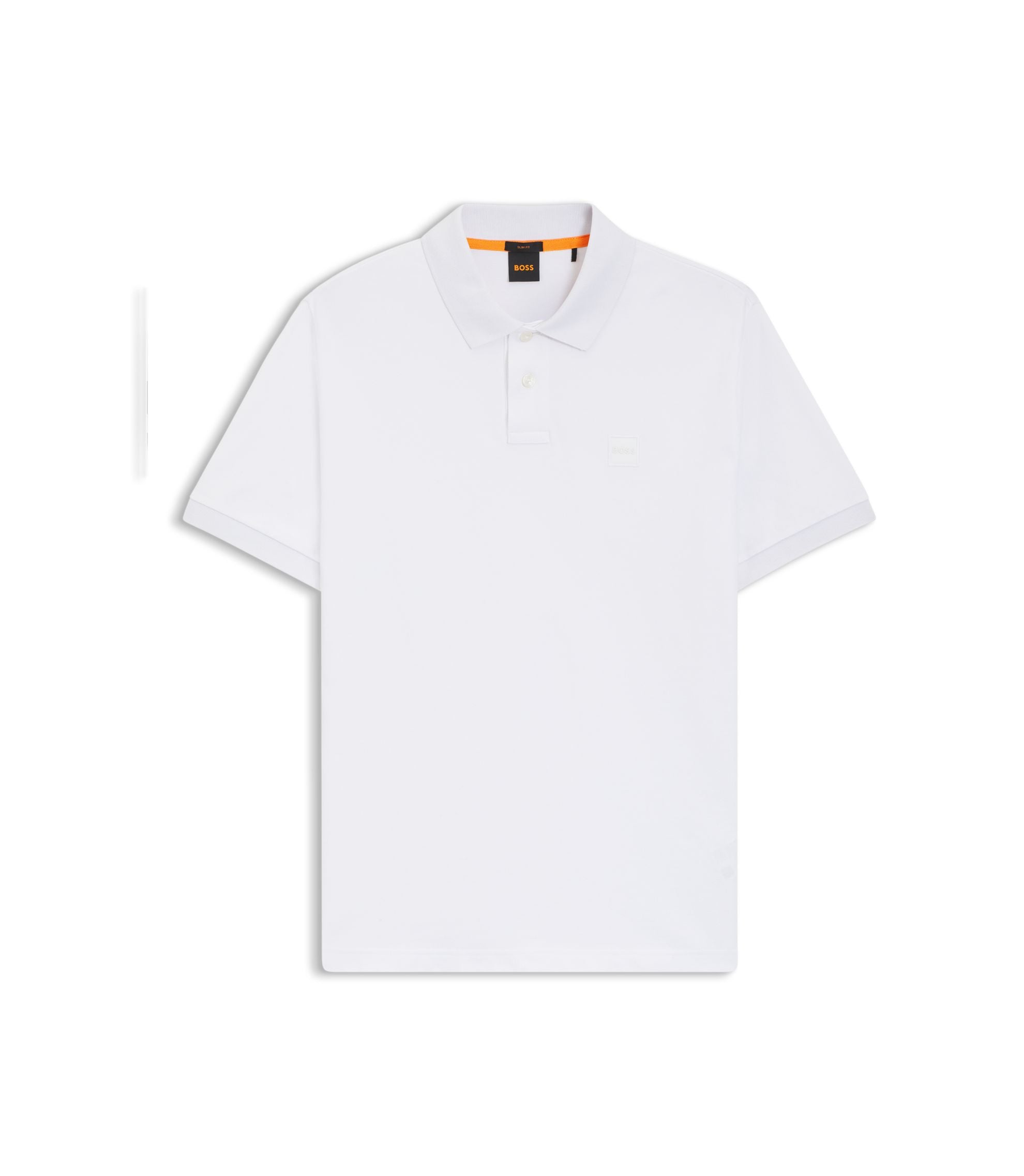 Boss Stretch Cotton Slim Fit Polo Shirt With Logo Patch White
