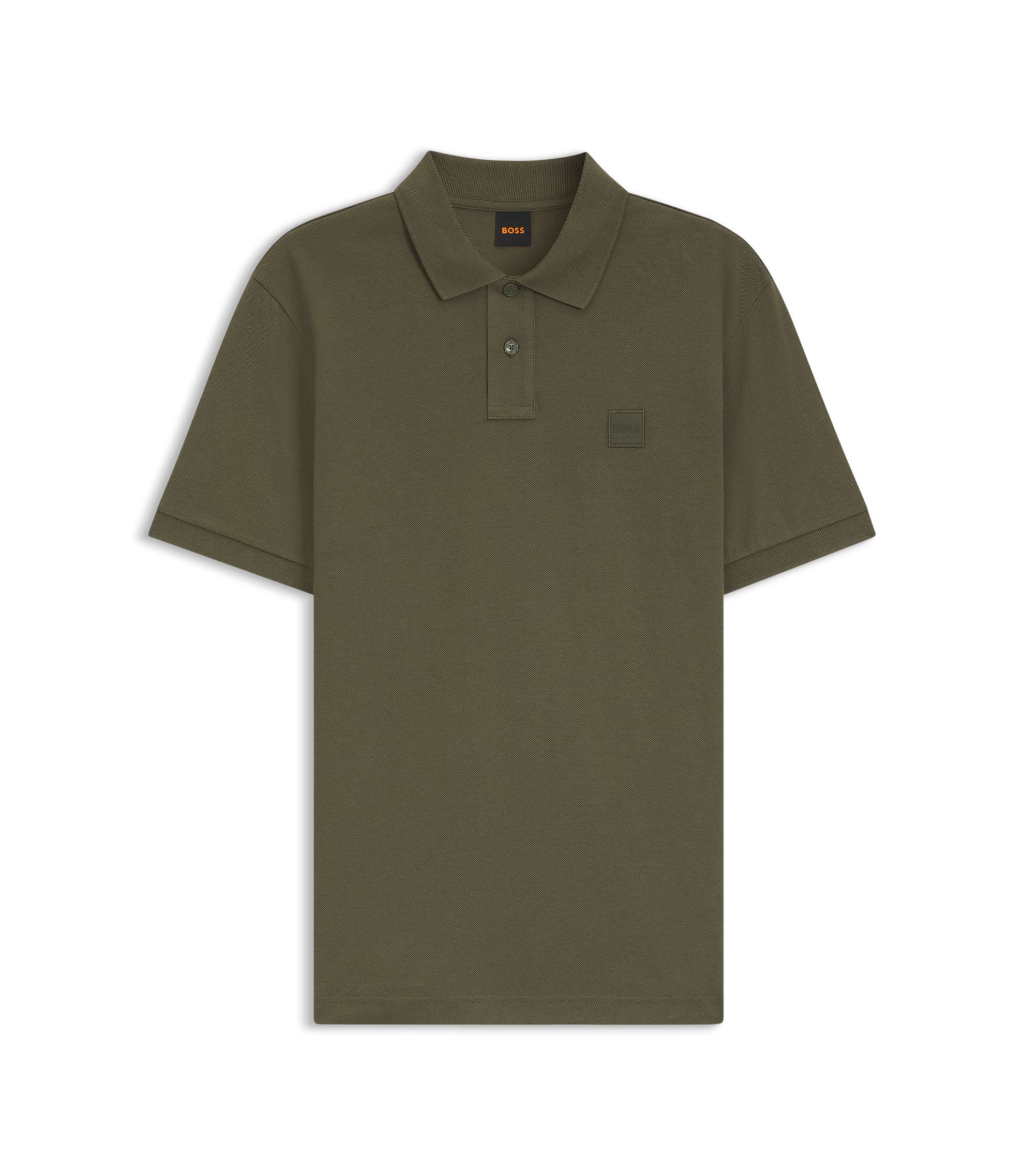 Boss Stretch Cotton Slim Fit Polo Shirt With Logo Patch Green