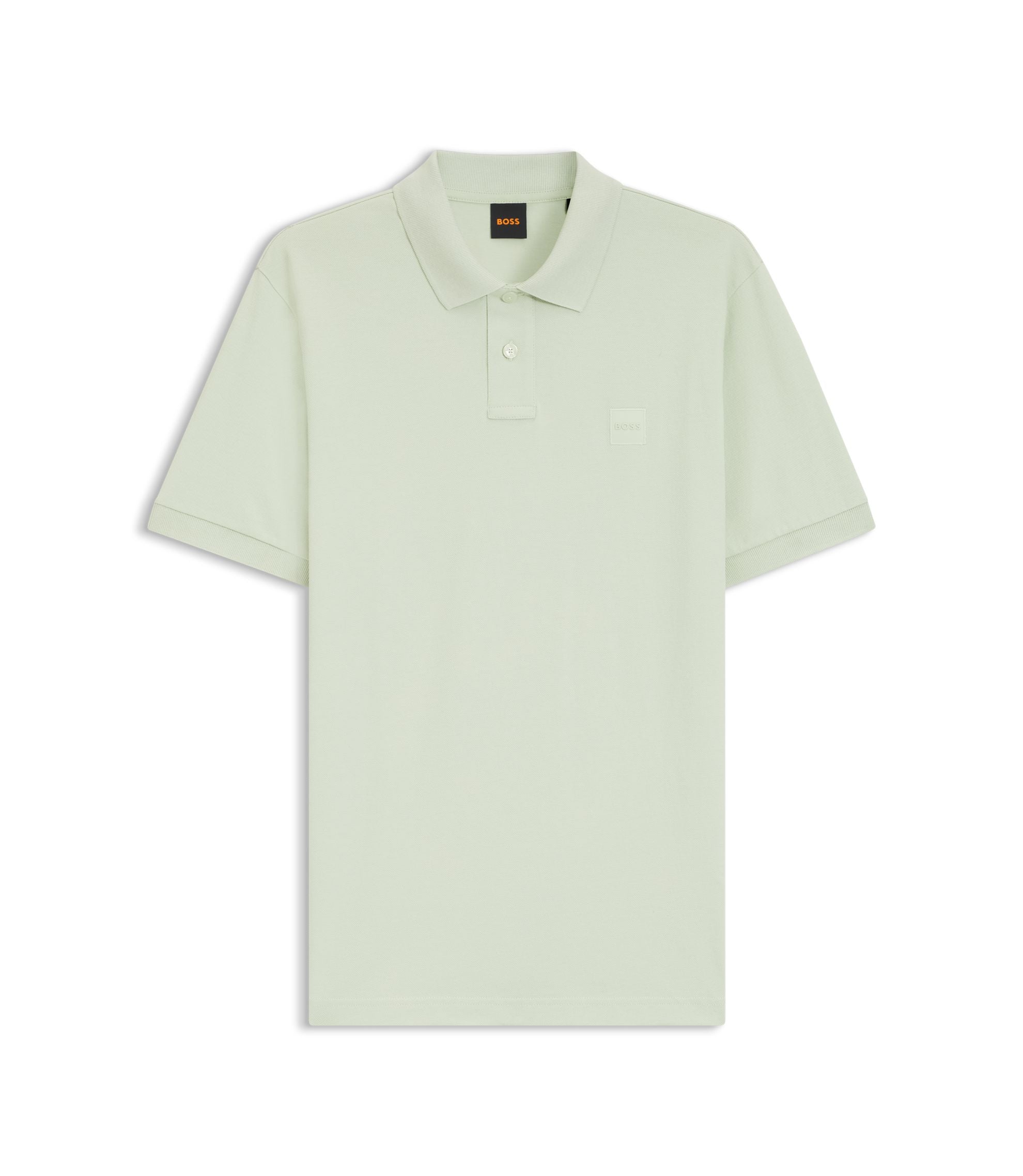 Boss Stretch Cotton Slim Fit Polo Shirt With Logo Patch Light Green