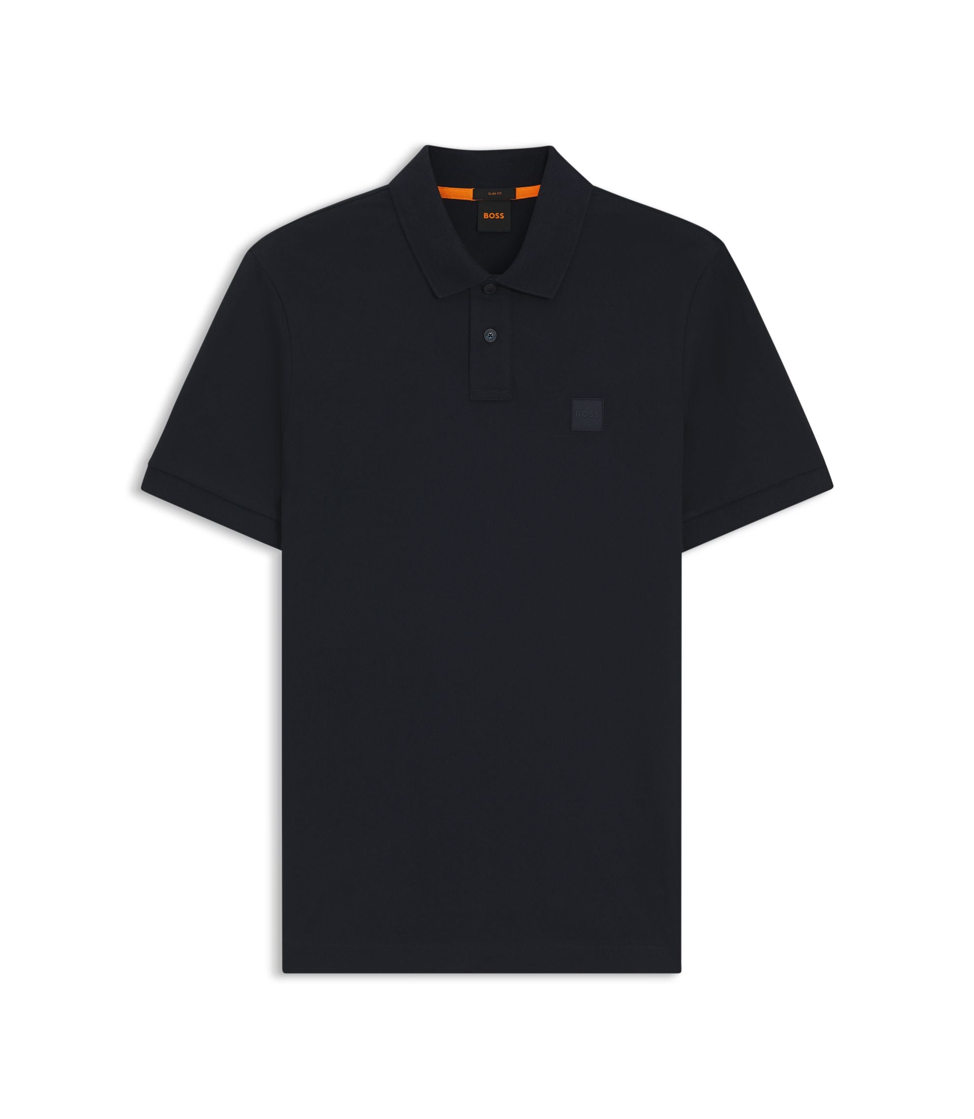 Boss Stretch Cotton Slim Fit Polo Shirt With Logo Patch Dark Blue