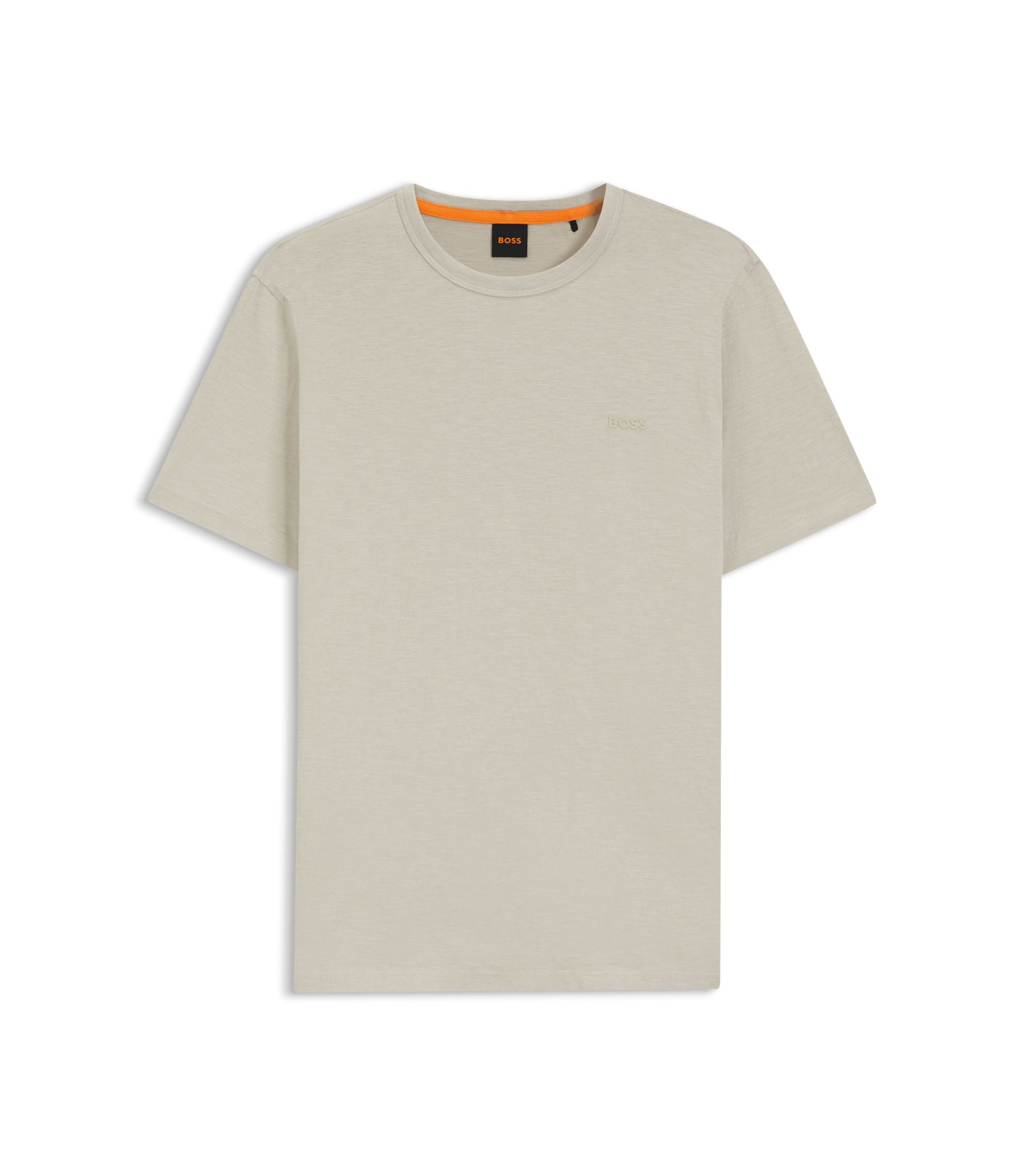 Boss Cotton Jersey T Shirt With Logo Detail Light Beige